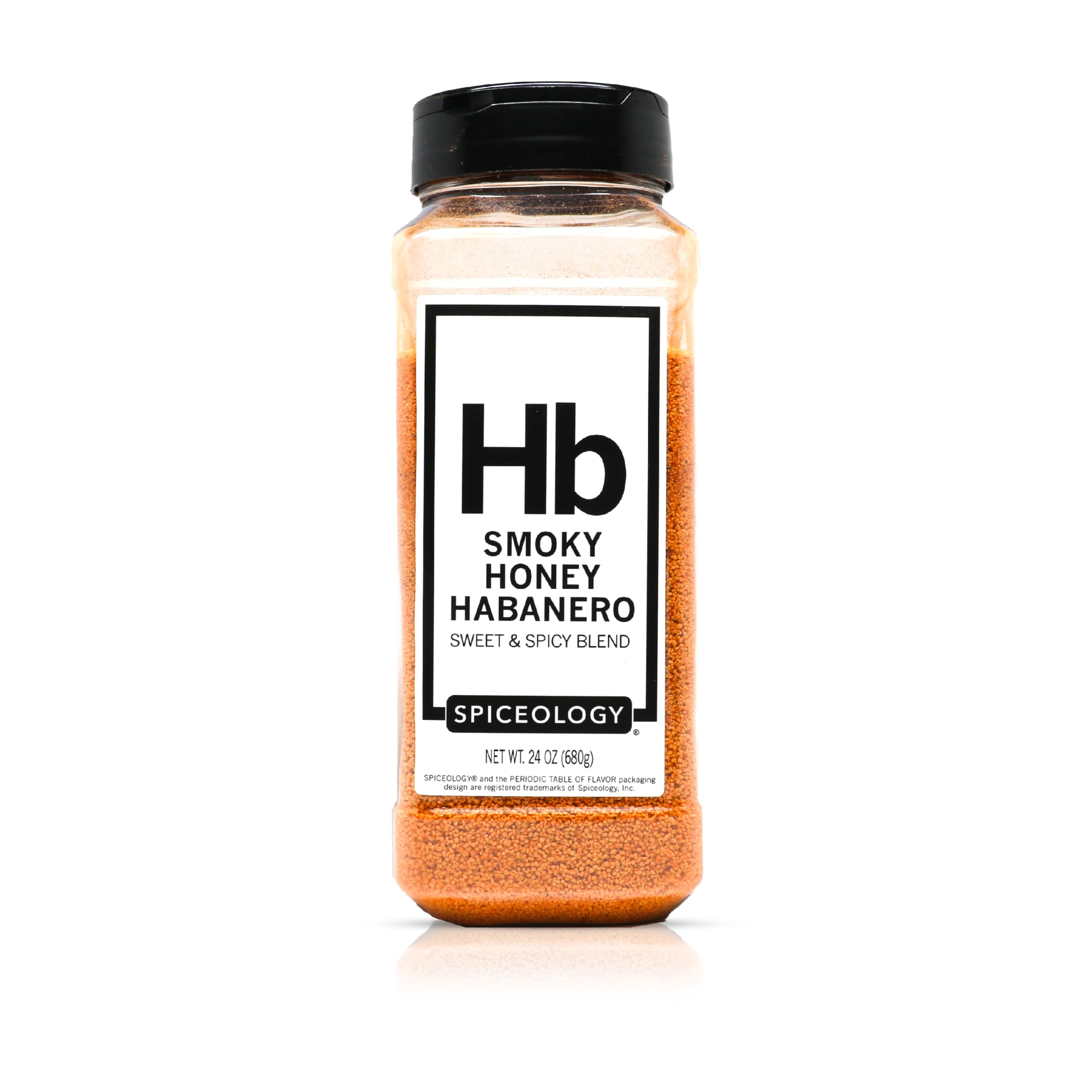 Spiceology Smoky Honey Habanero rub jar label highlights bold sweetness for grilled chicken