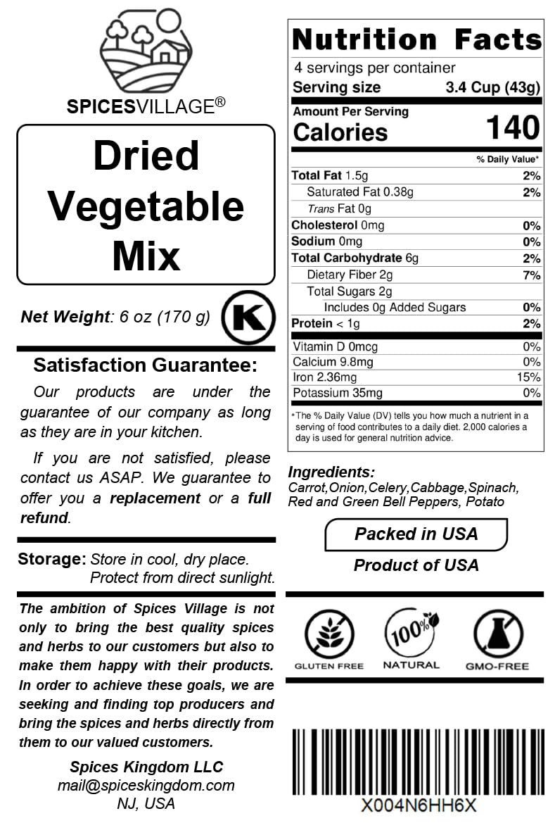 Spices Village dehydrated vegetables blend enhances soups and stews with color