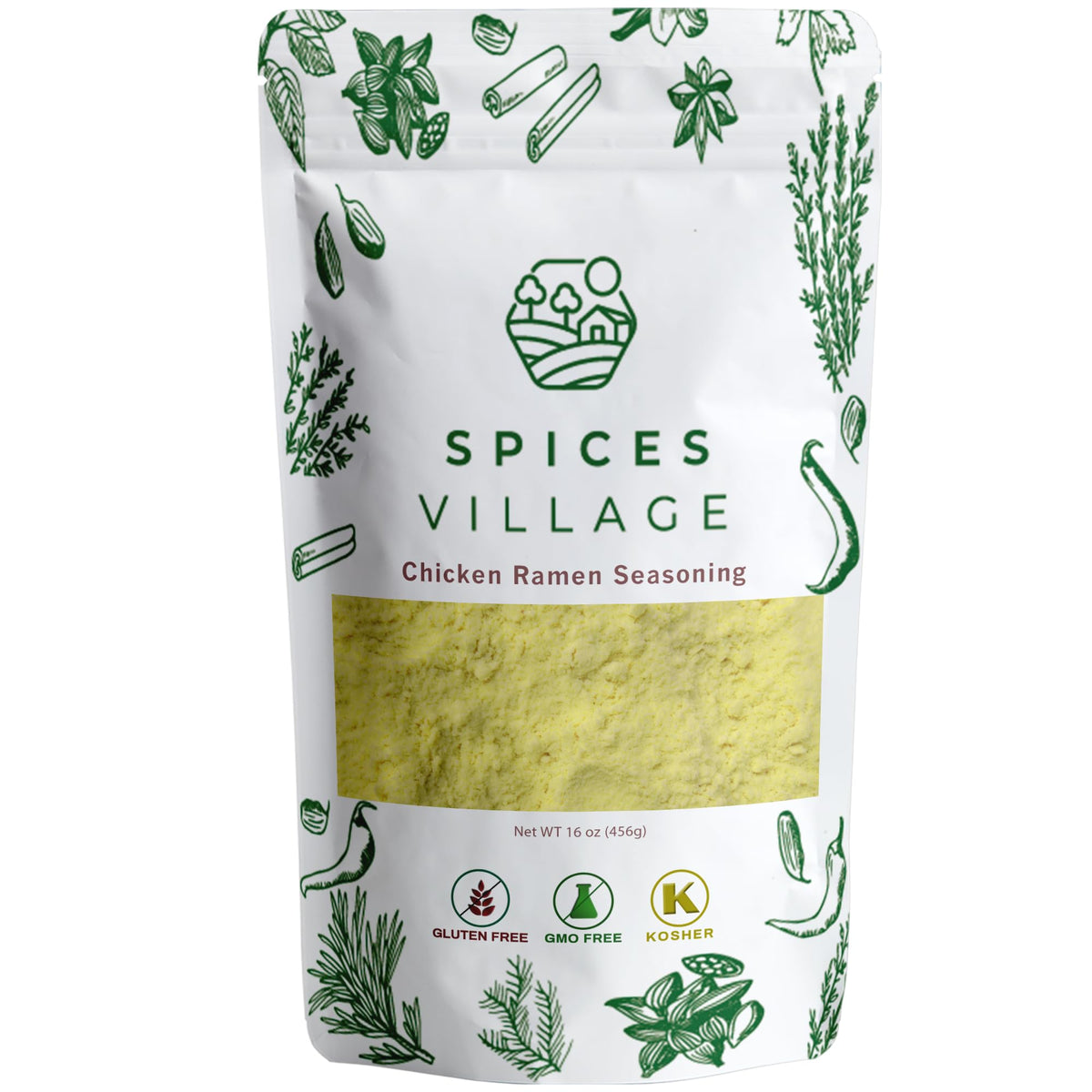Spices Village gluten-free ramen seasoning bottle ready to boost soups
