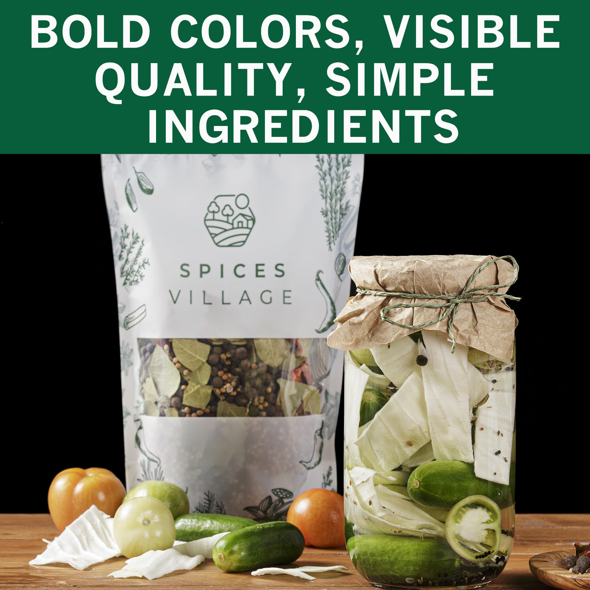 Spices Village label highlights kosher, gluten-free, non-GMO.