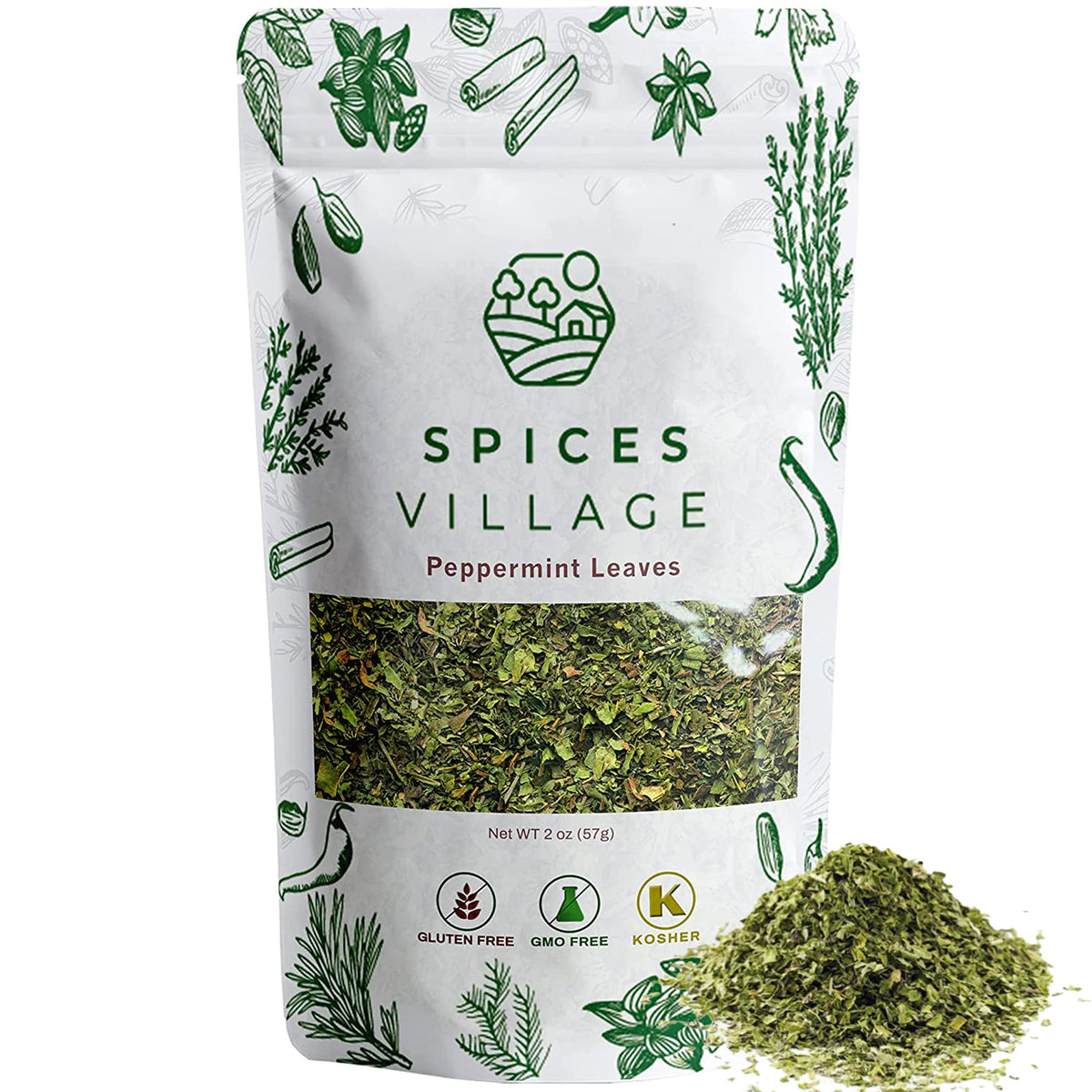 Spices Village peppermint tea leaves offer a bright aroma ideal for daily tea
