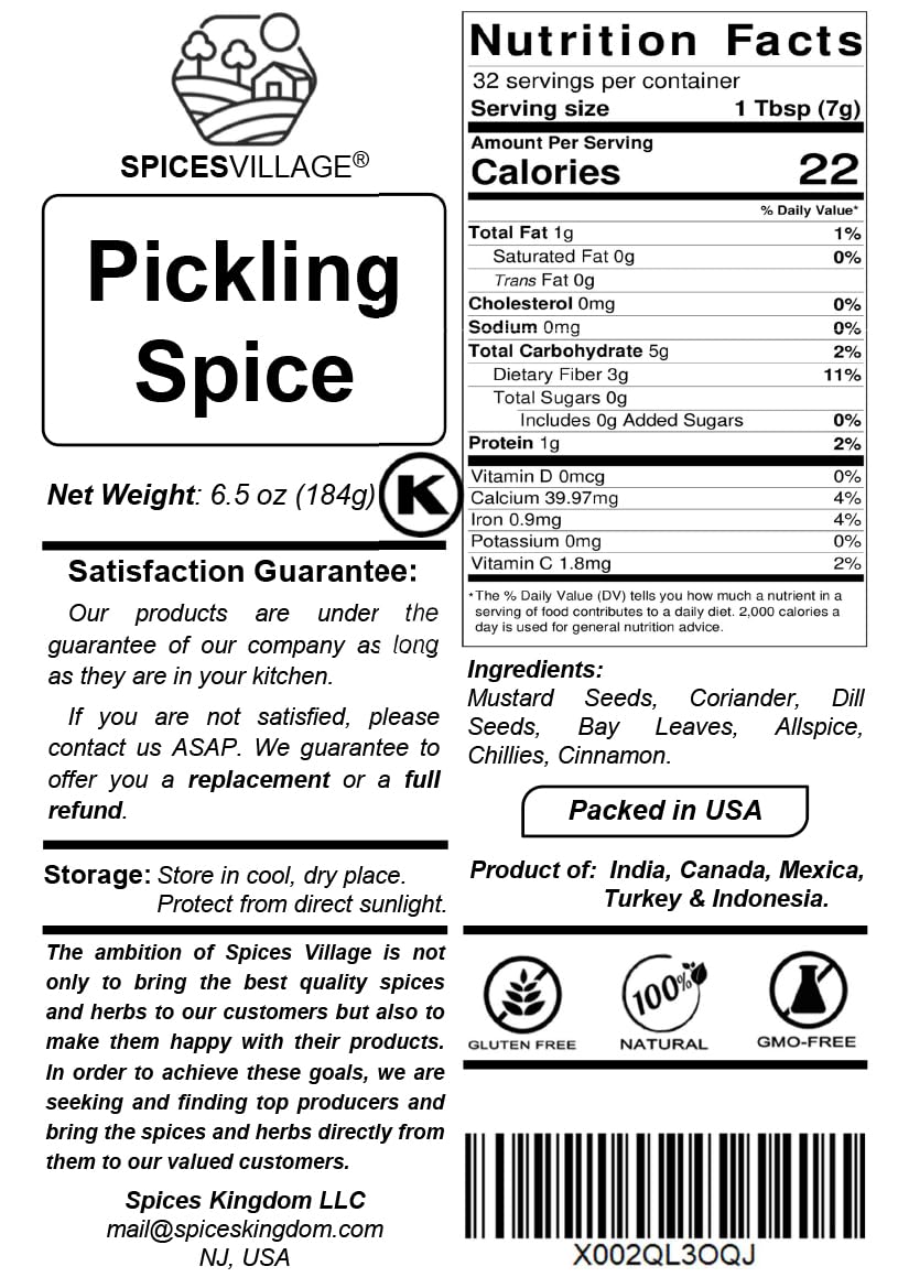 Spices Village bulk resealable bag preserves freshness for canning.