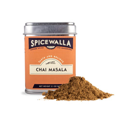 Spicewalla Masala Chai Spice in a jar enhances tea and latte flavor.