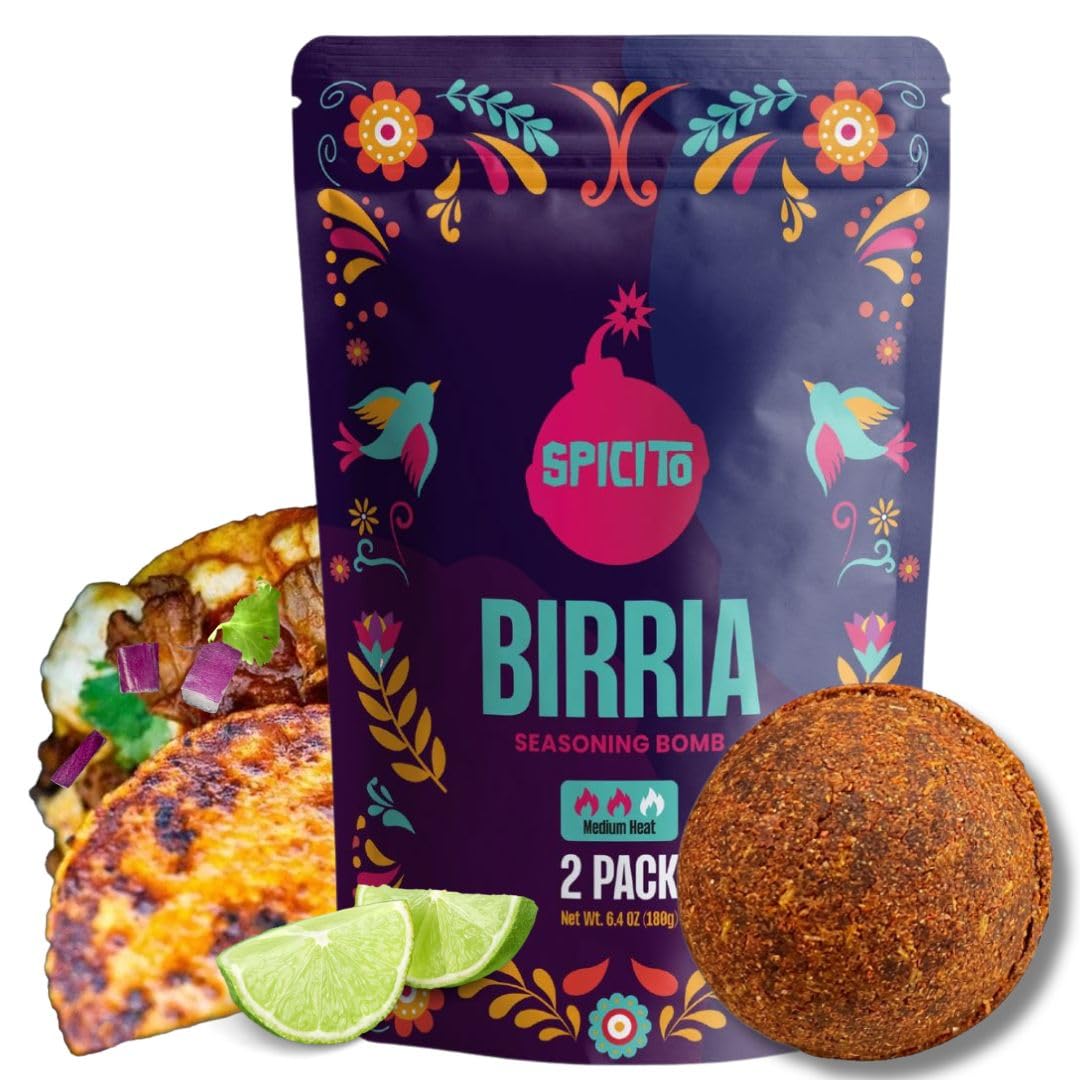 Spicito Birria Bombs packaging display featuring authentic flavor.