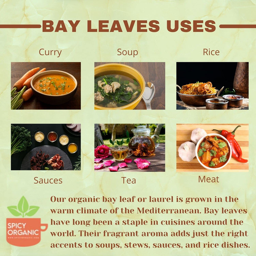 SPICY ORGANIC Bay Leaf in resealable pack keeps freshness between uses.