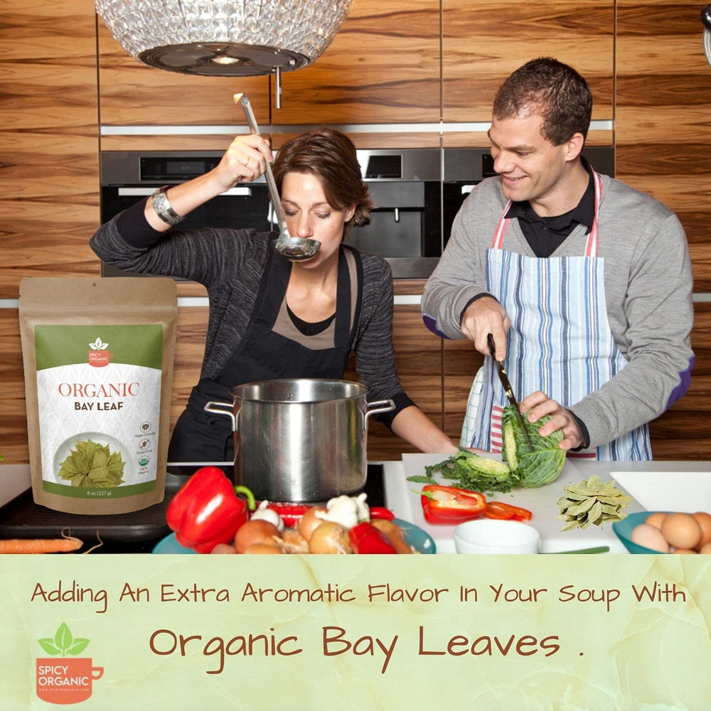 SPICY ORGANIC Bay Leaf whole leaves preserve aroma during simmering.