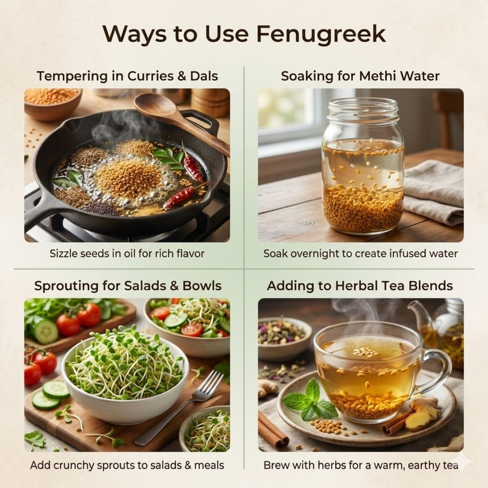 SPICY ORGANIC fenugreek seeds in tea infuser ready for herbal brews.