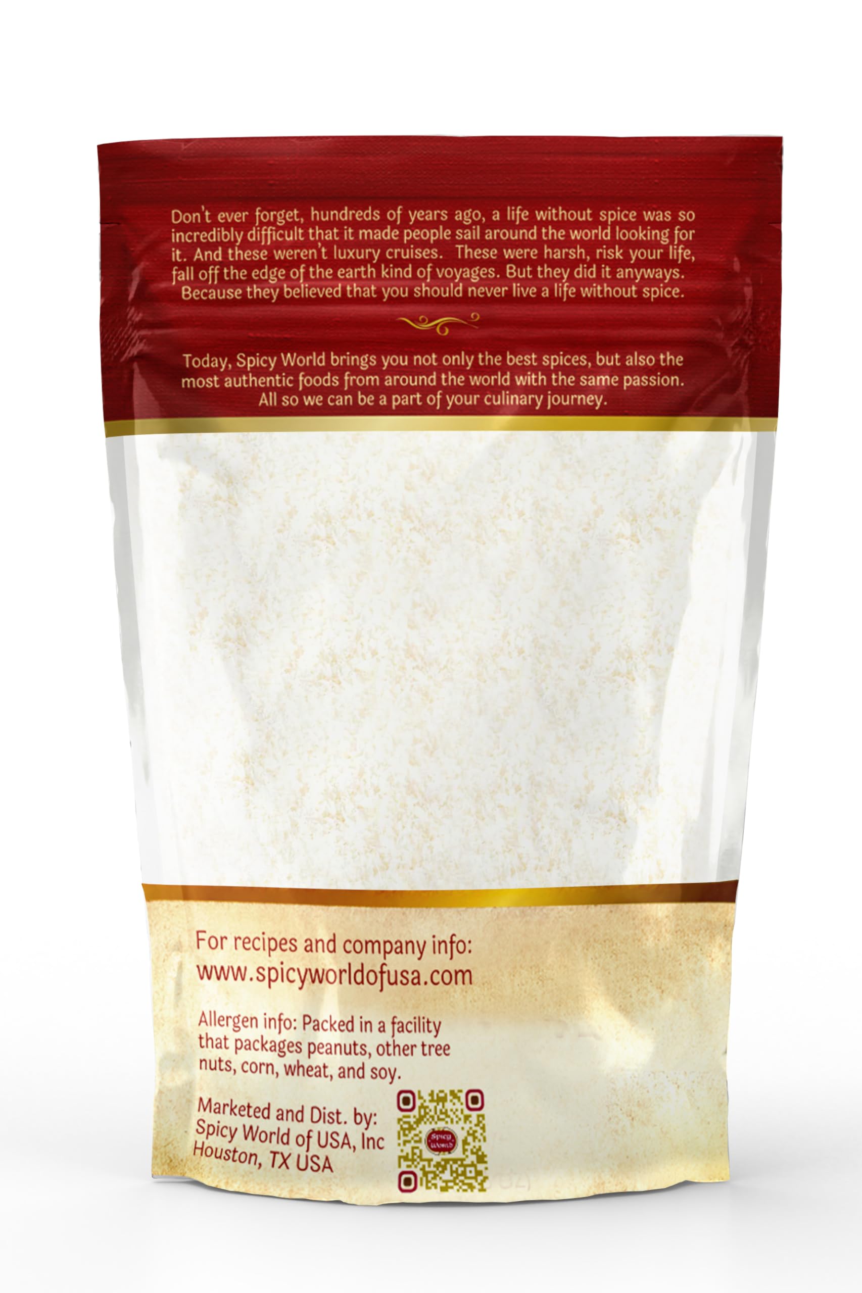 Spicy World 1.5lb bulk bag coconut powder on pantry shelf