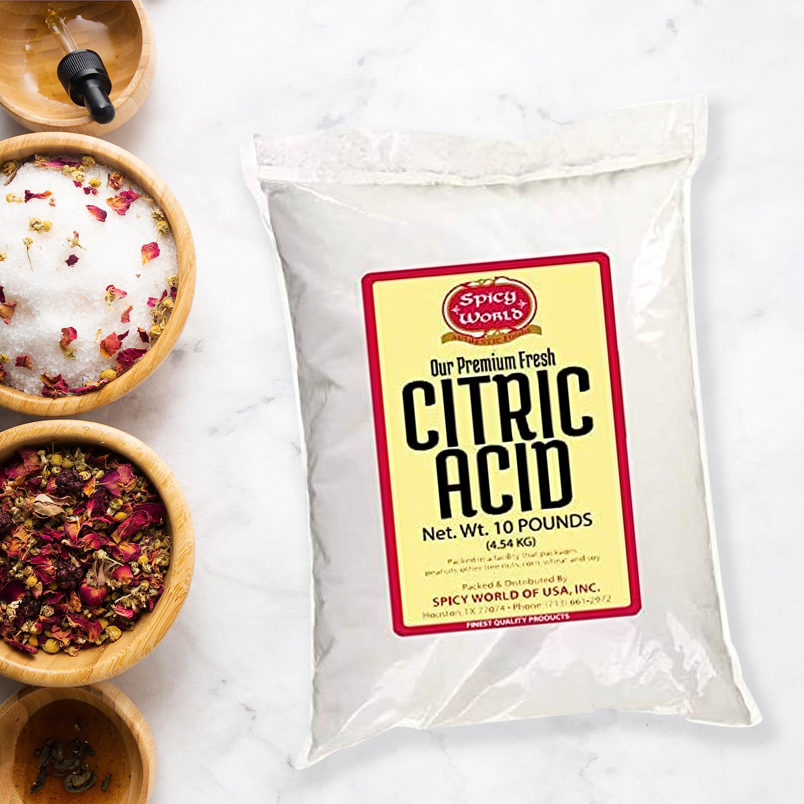 Spicy World 10 lb citric acid bag with scoop for precise use