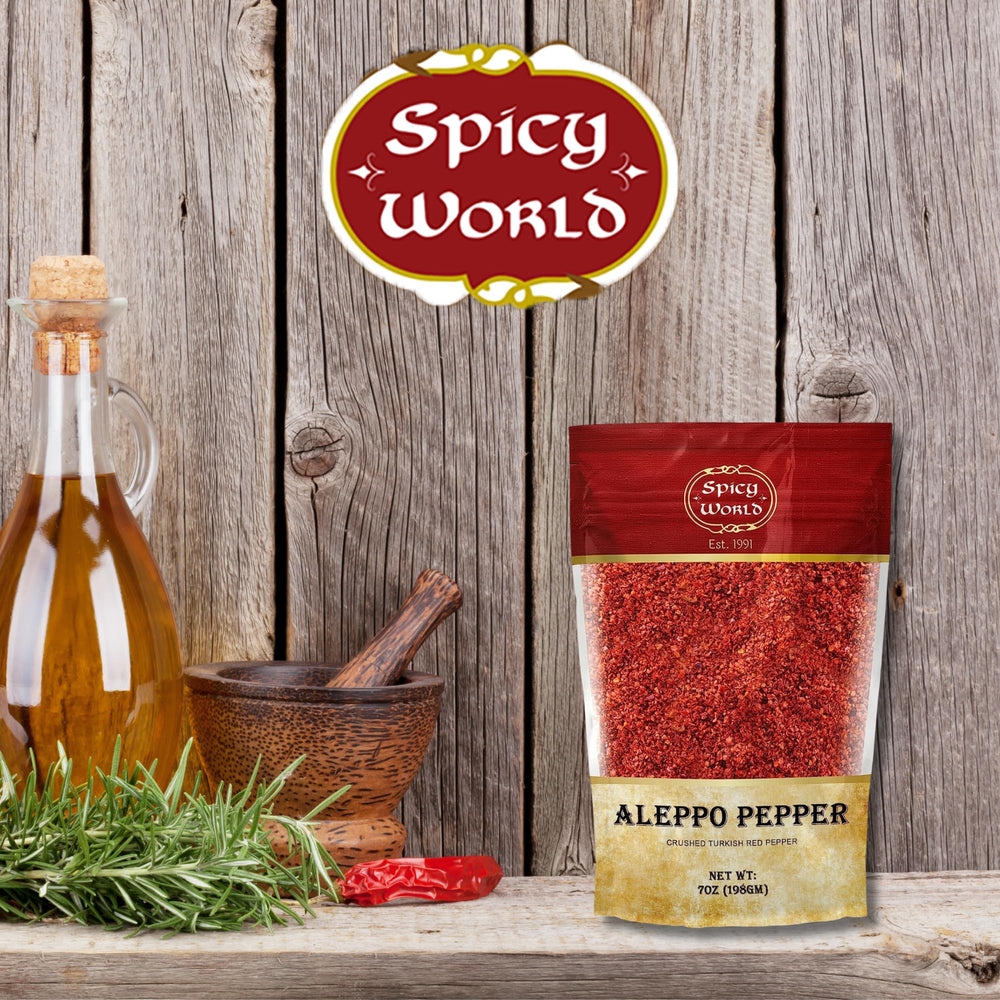 Spicy World Aleppo Pepper Flakes over stews boosts authentic Turkish flavor.