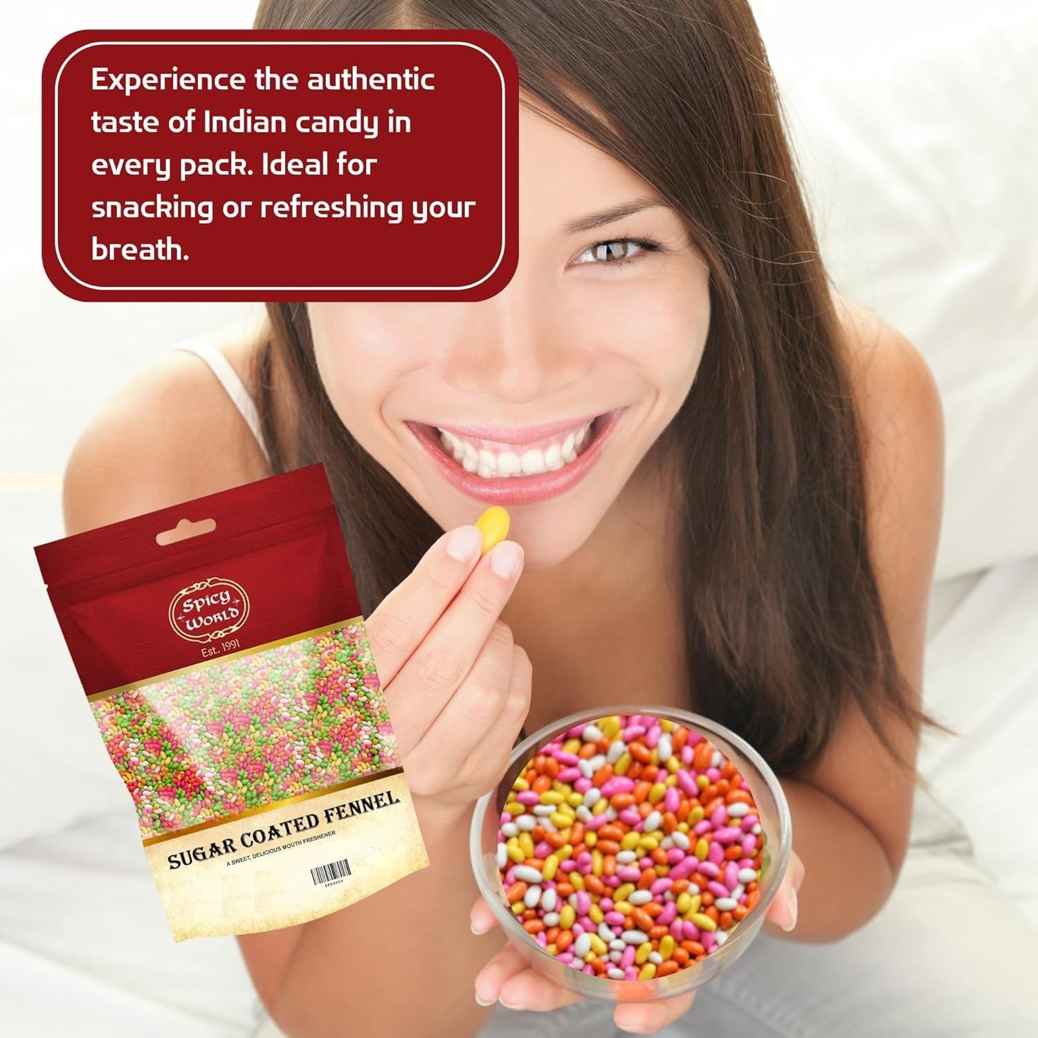 Spicy World fennel seeds aroma with sugar coat for on-the-go snacking
