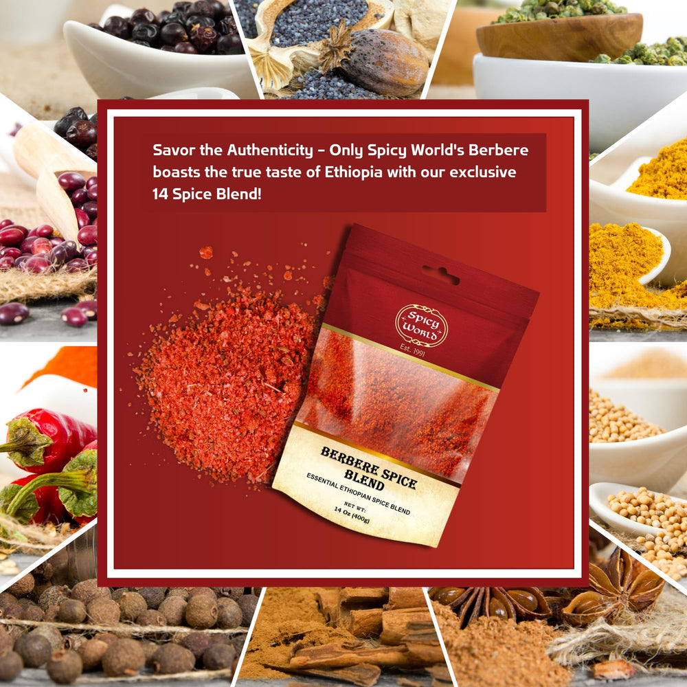 Spicy World Berbere recipe scene with tagine suggests versatile uses.
