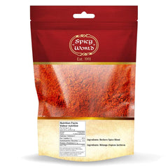 Spicy World Berbere closeup reveals bold red spices for rich, layered flavors.