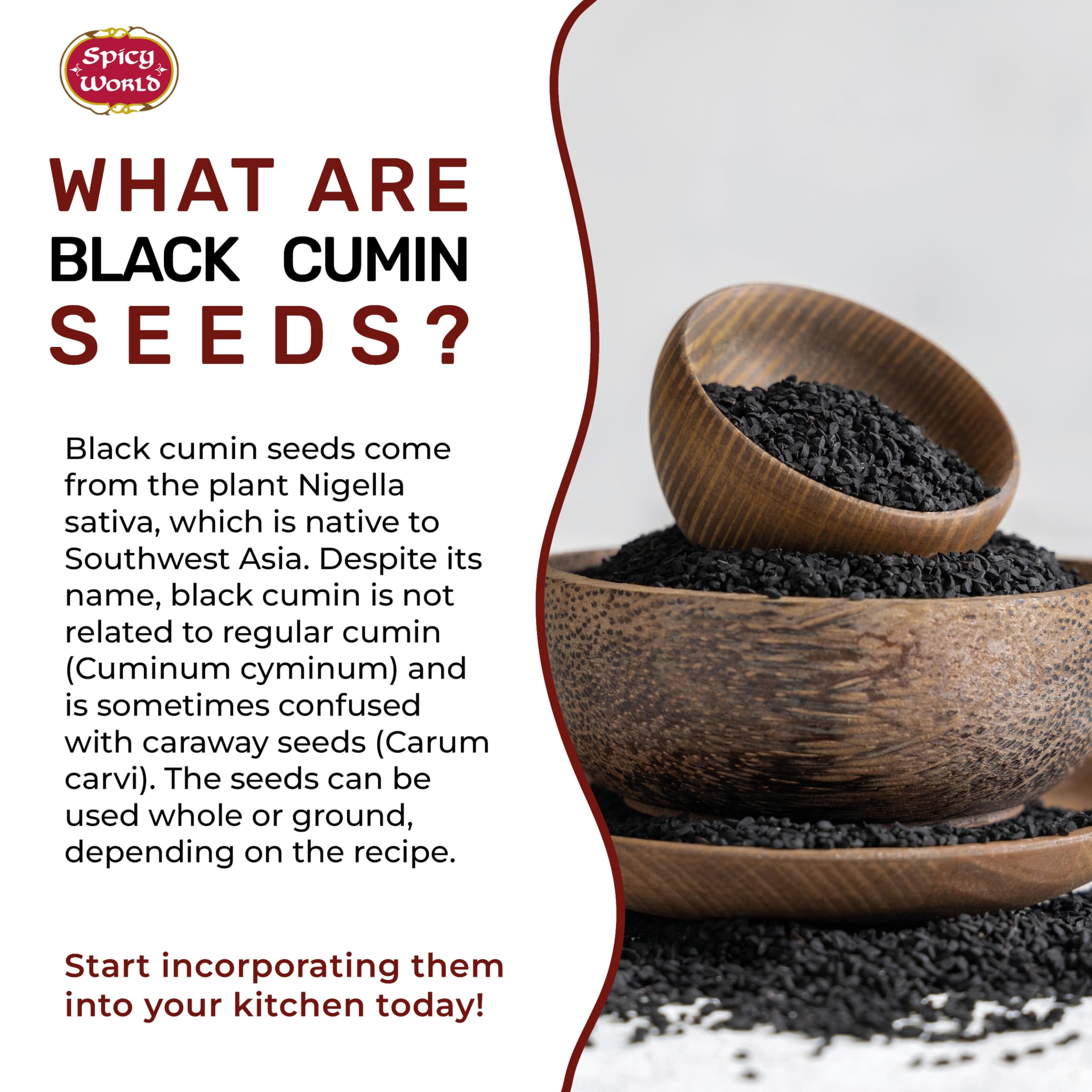 Spicy World Kalonji seeds released from resealable bag for curries