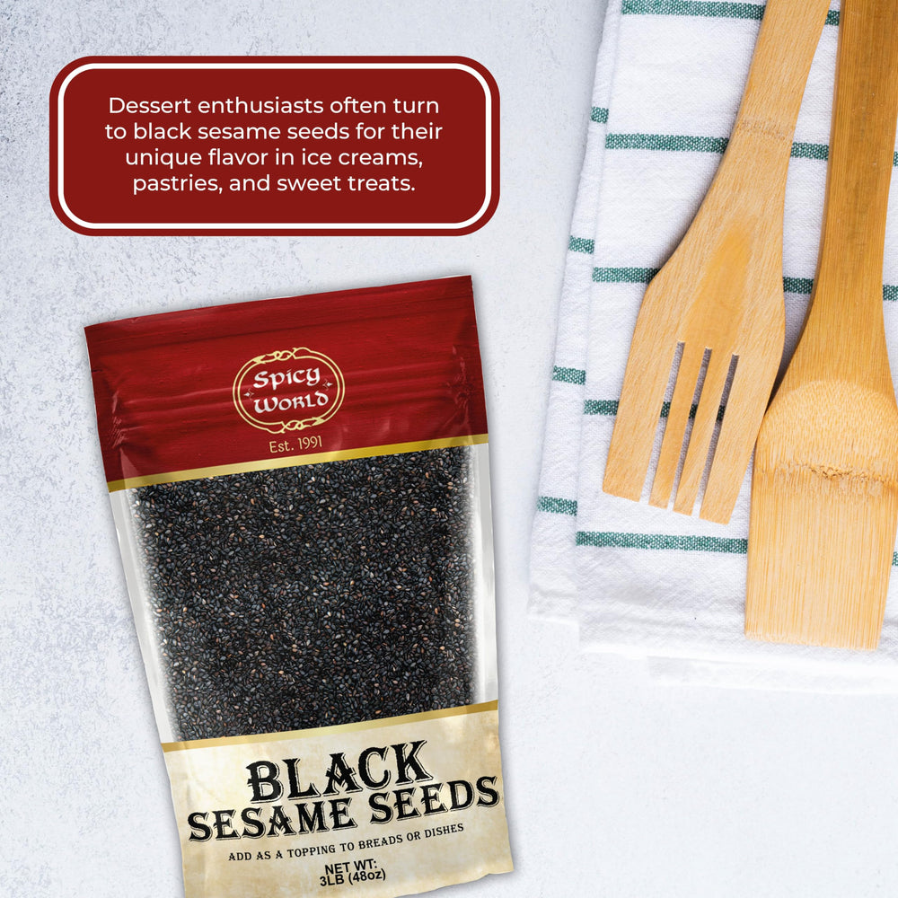 Spicy World black sesame seeds garnishing cookies and cakes.