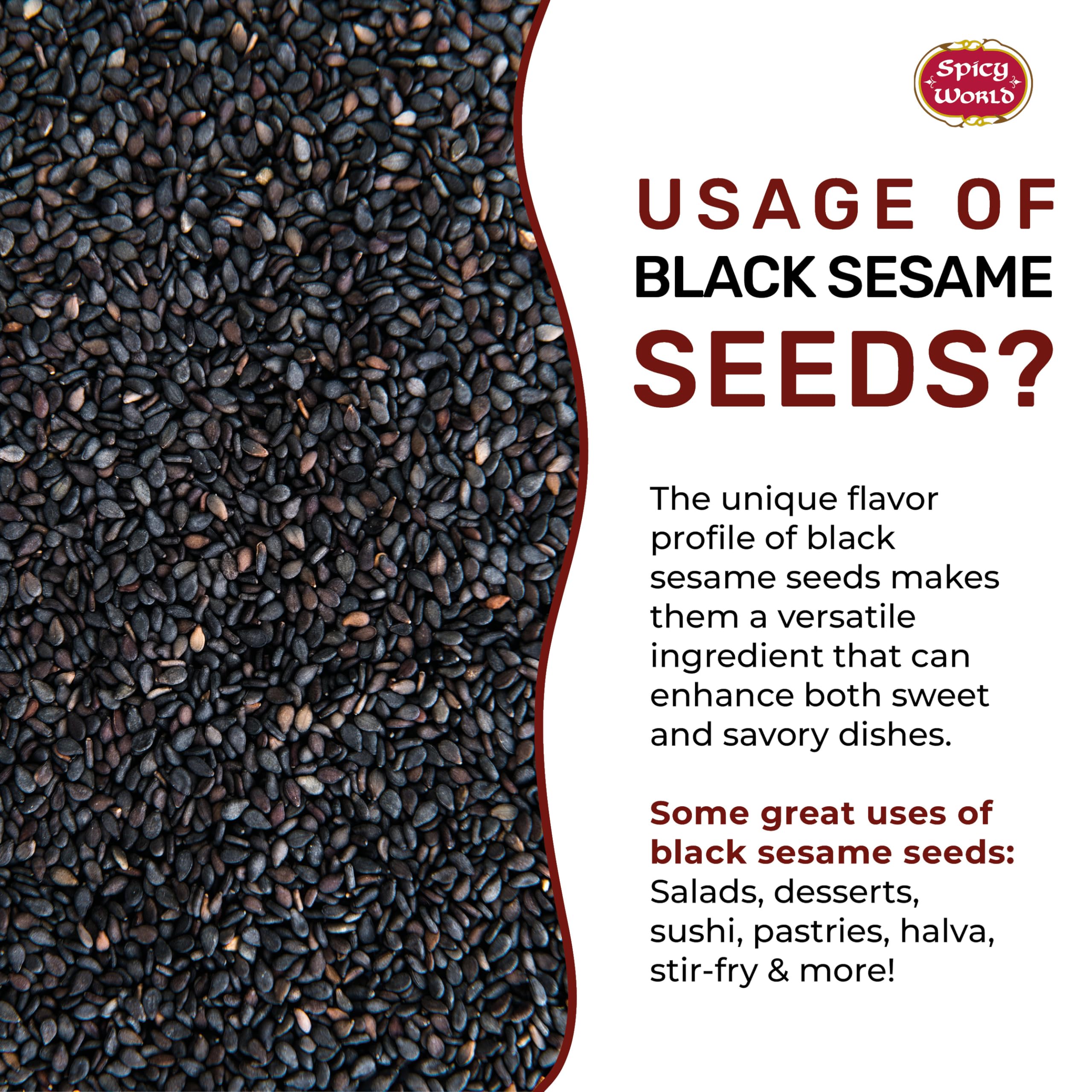 Spicy World black sesame seeds topping a sizzling stir-fry.