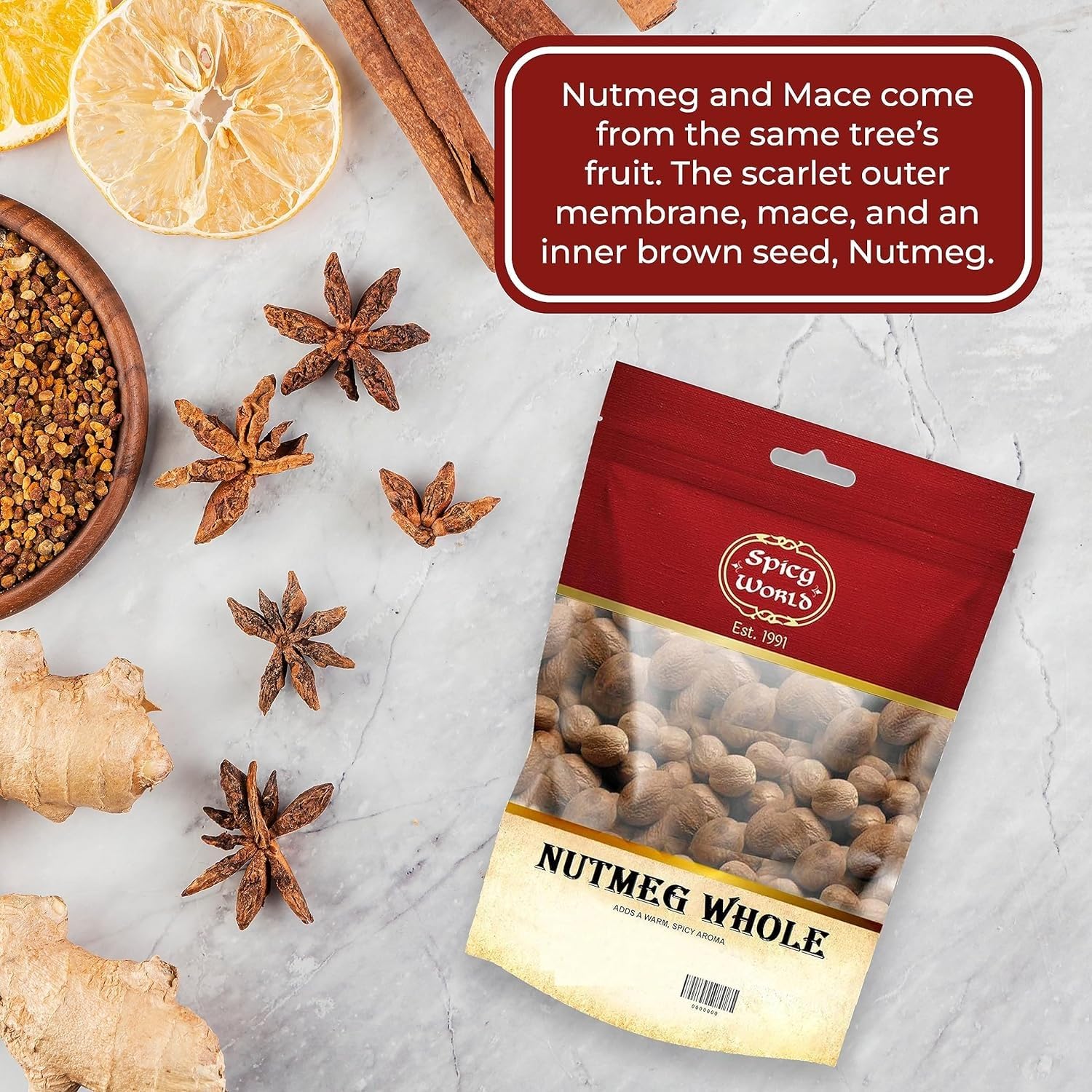 Spicy World Brand Label Closeup shows trusted quality from USA packaging.