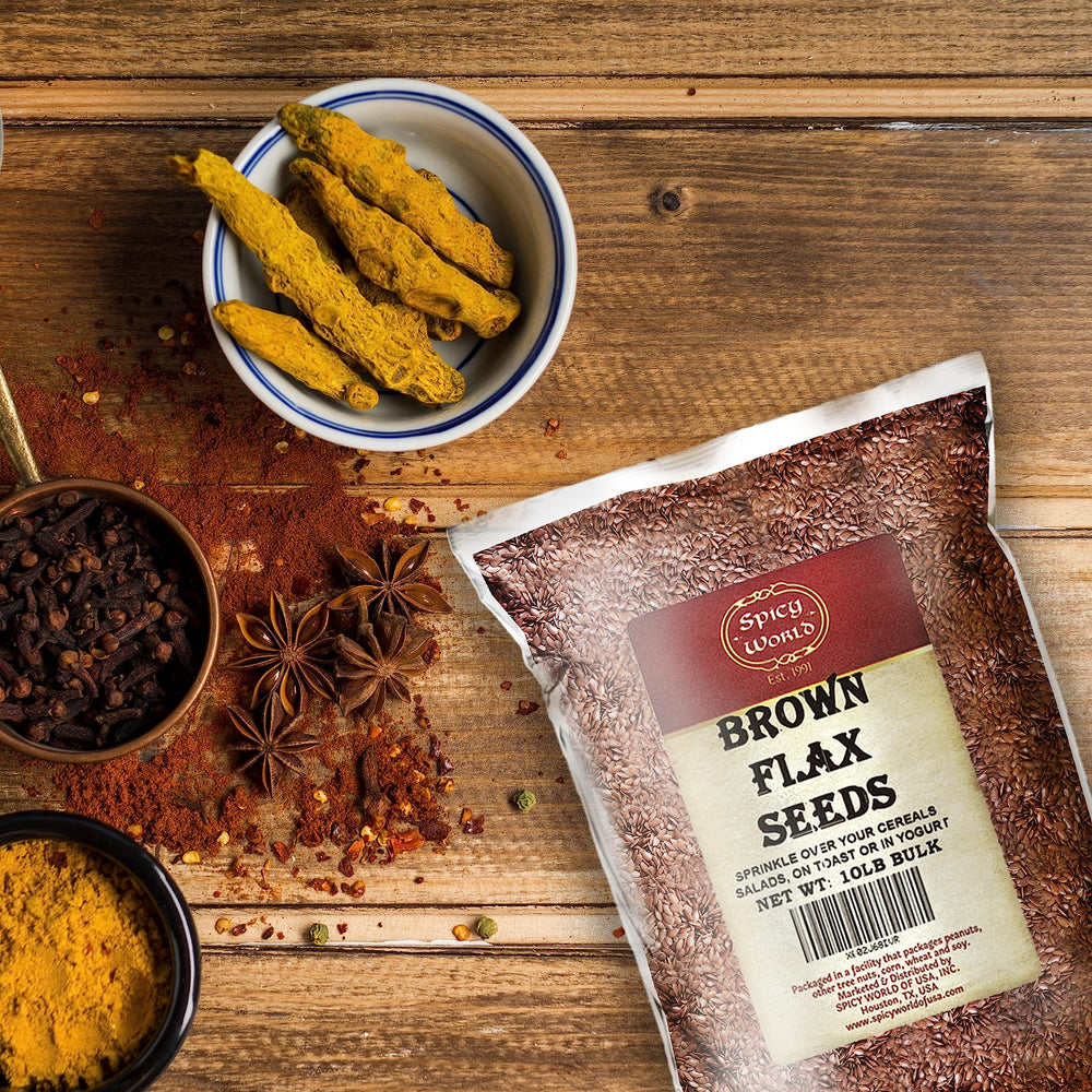 Spicy World flaxseed as cereal topping for texture.