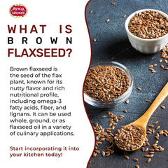 Spicy World flaxseed being poured shows easy sprinkling into foods
