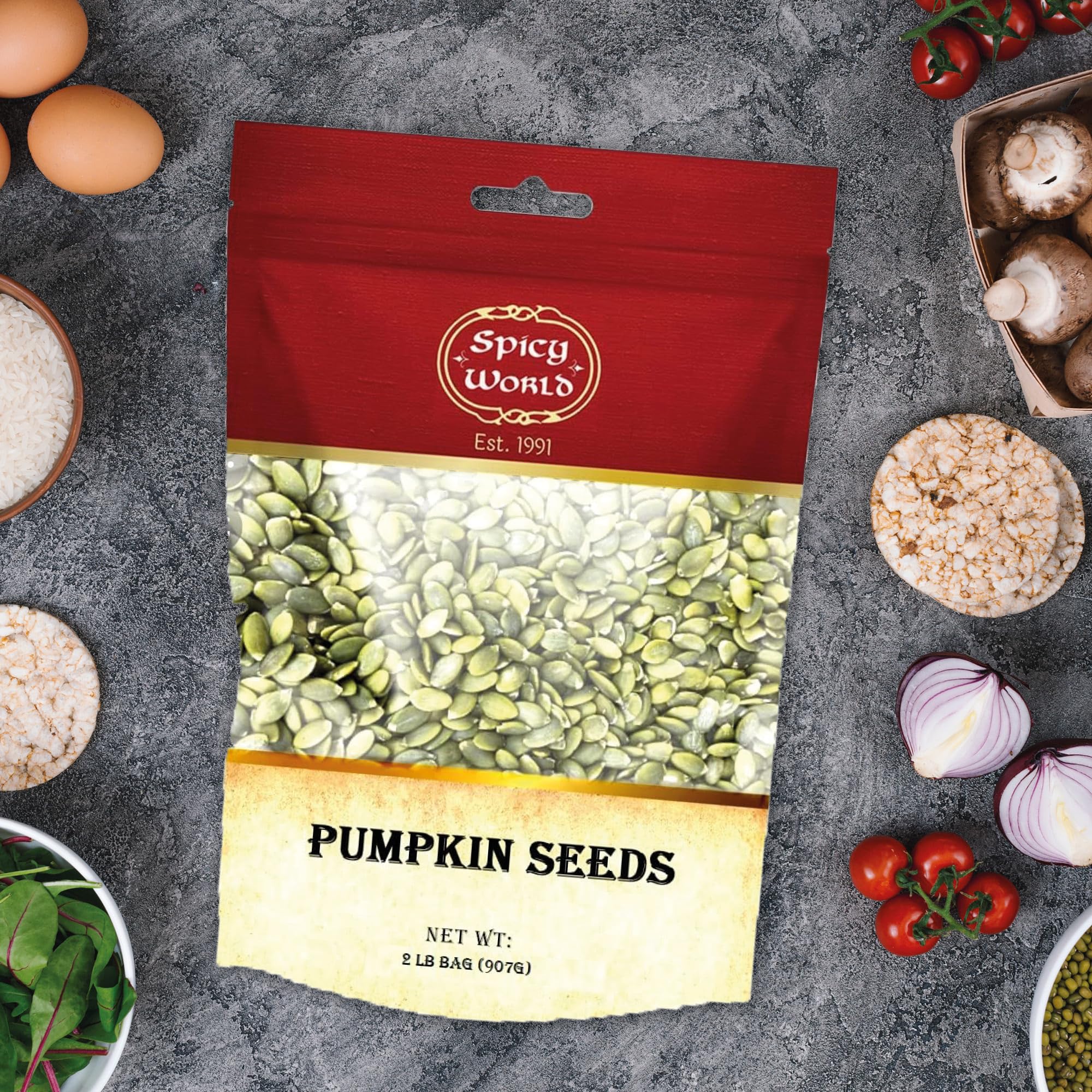 Spicy World bulk pumpkin seeds ideal for bulk baking or sharing.