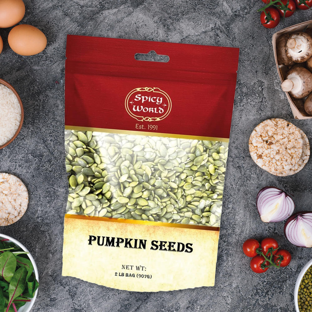 Spicy World bulk pumpkin seeds ideal for bulk baking or sharing.