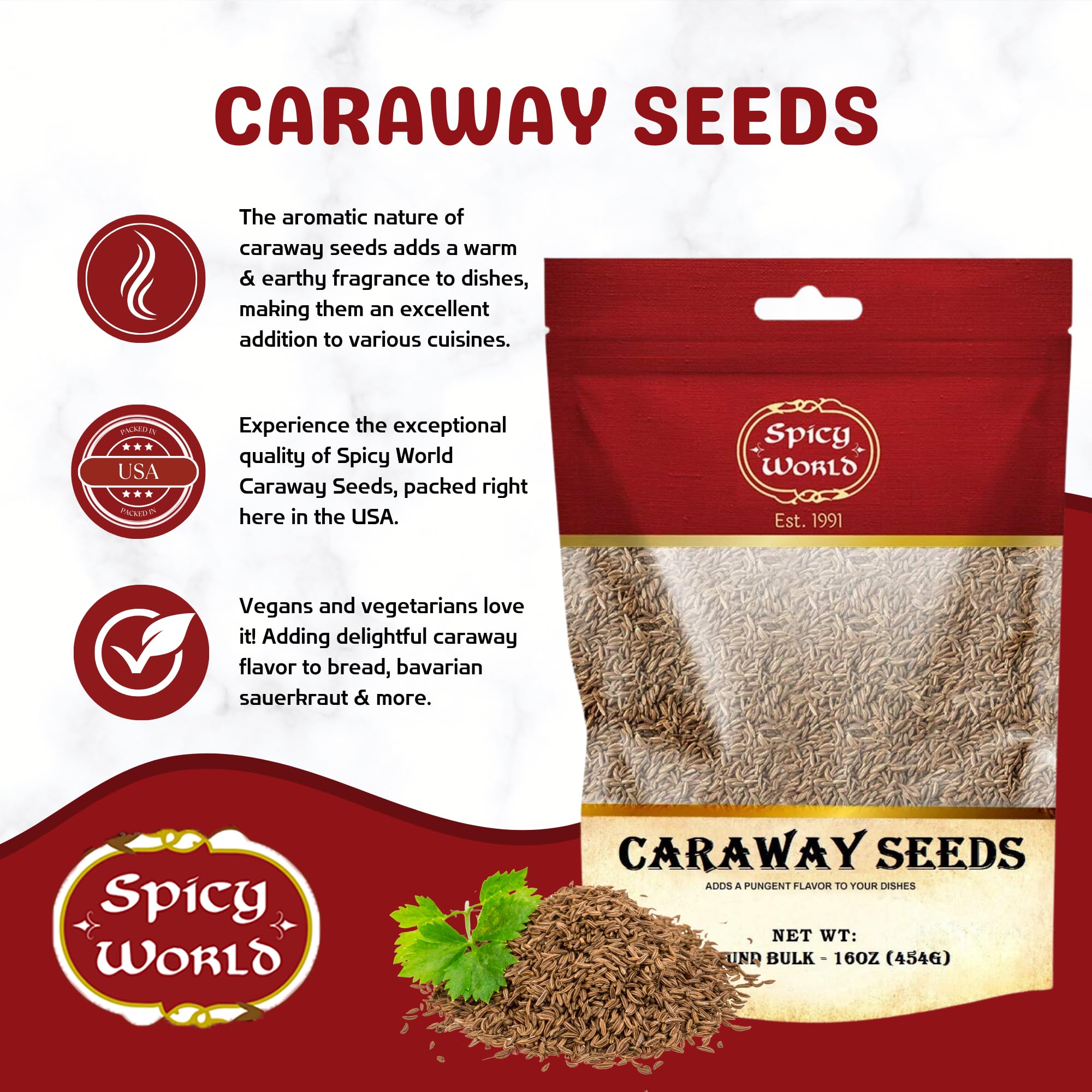 Spicy World caraway seeds in jar, preserving fresh aroma for everyday seasoning.