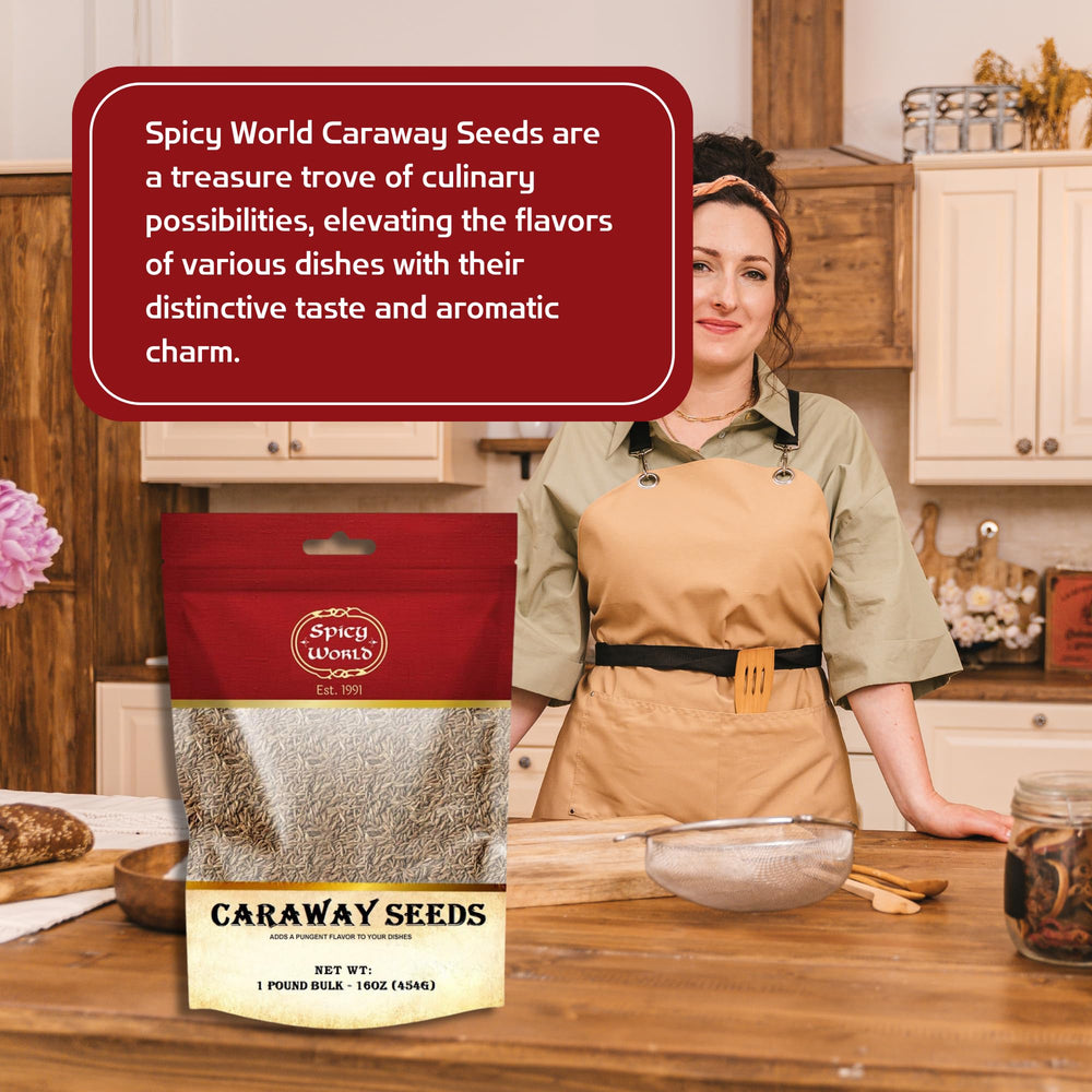 Spicy World caraway seeds in sauerkraut bowl, adding aromatic depth.