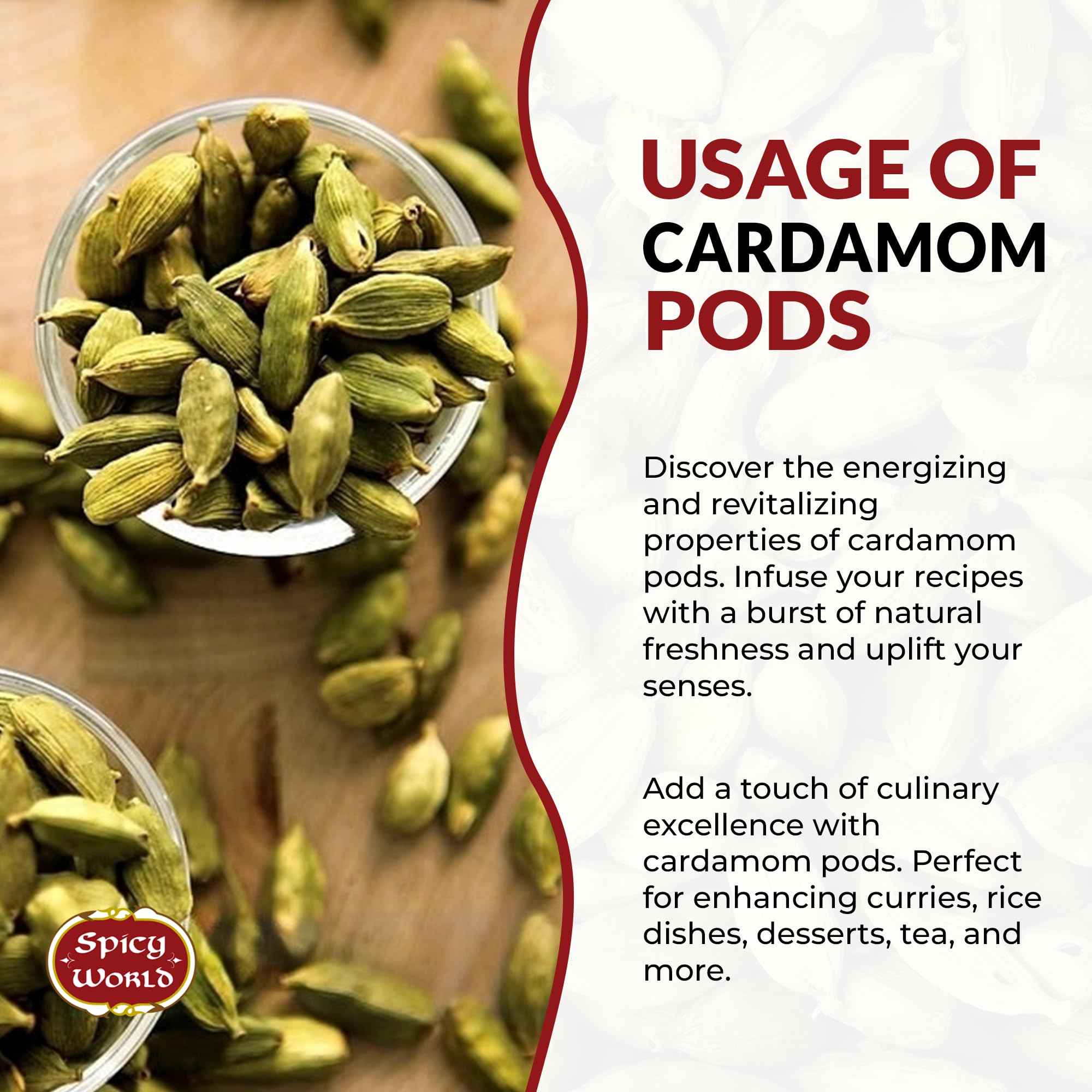 Spicy World cardamom pods with a coffee mug for spiced brew