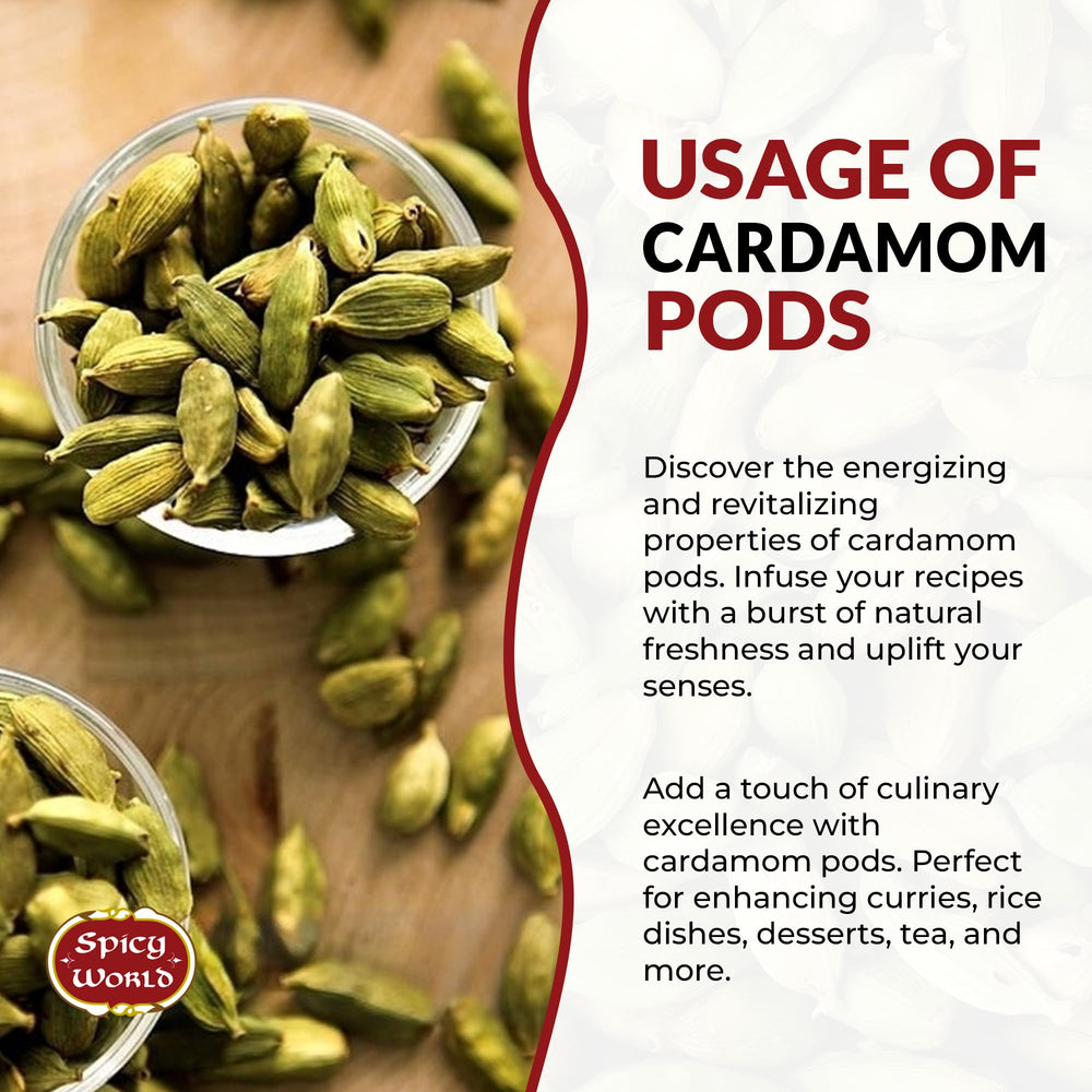 Spicy World cardamom pods with a coffee mug for spiced brew