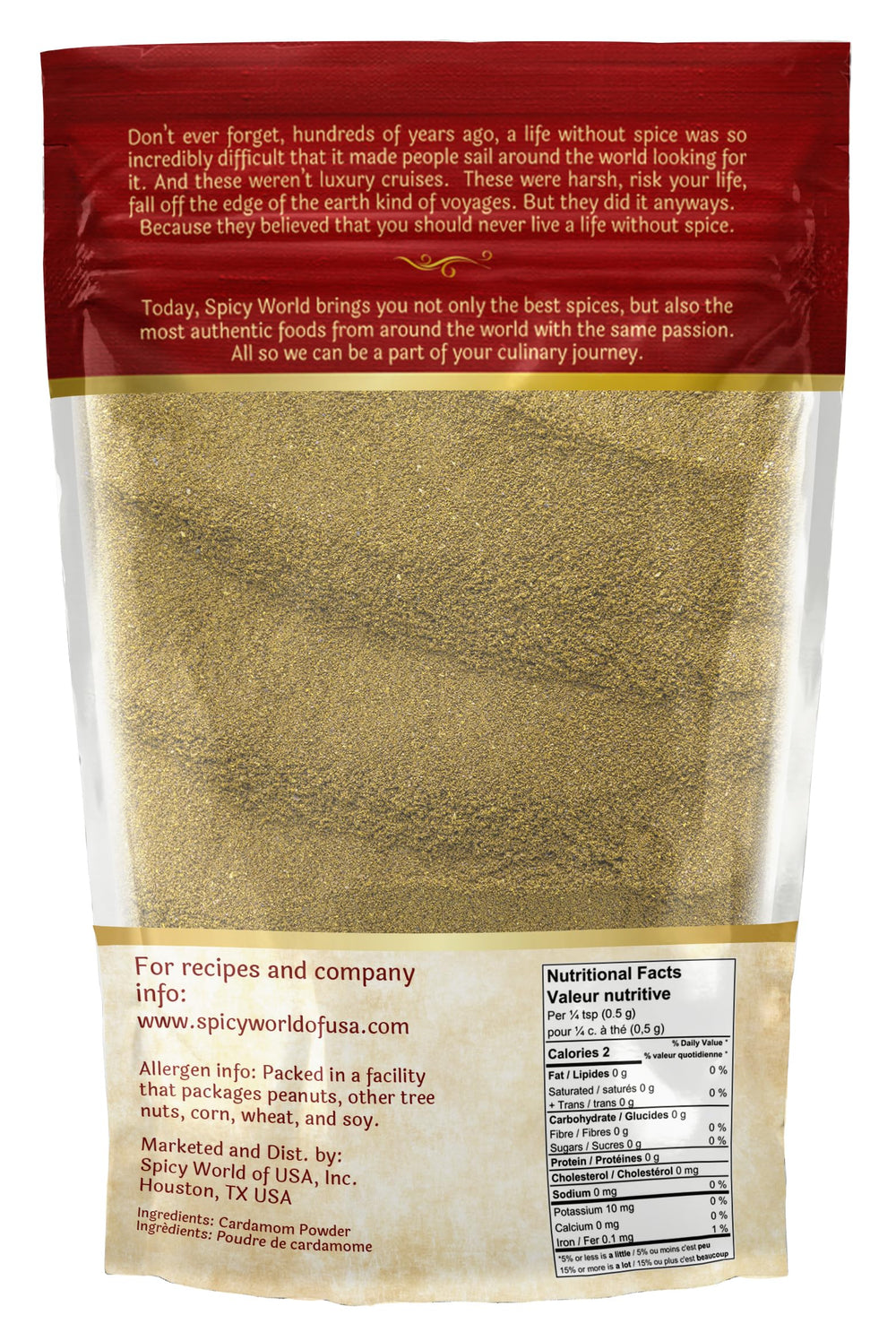 Spicy World cardamom powder close-up highlighting fresh aroma and texture