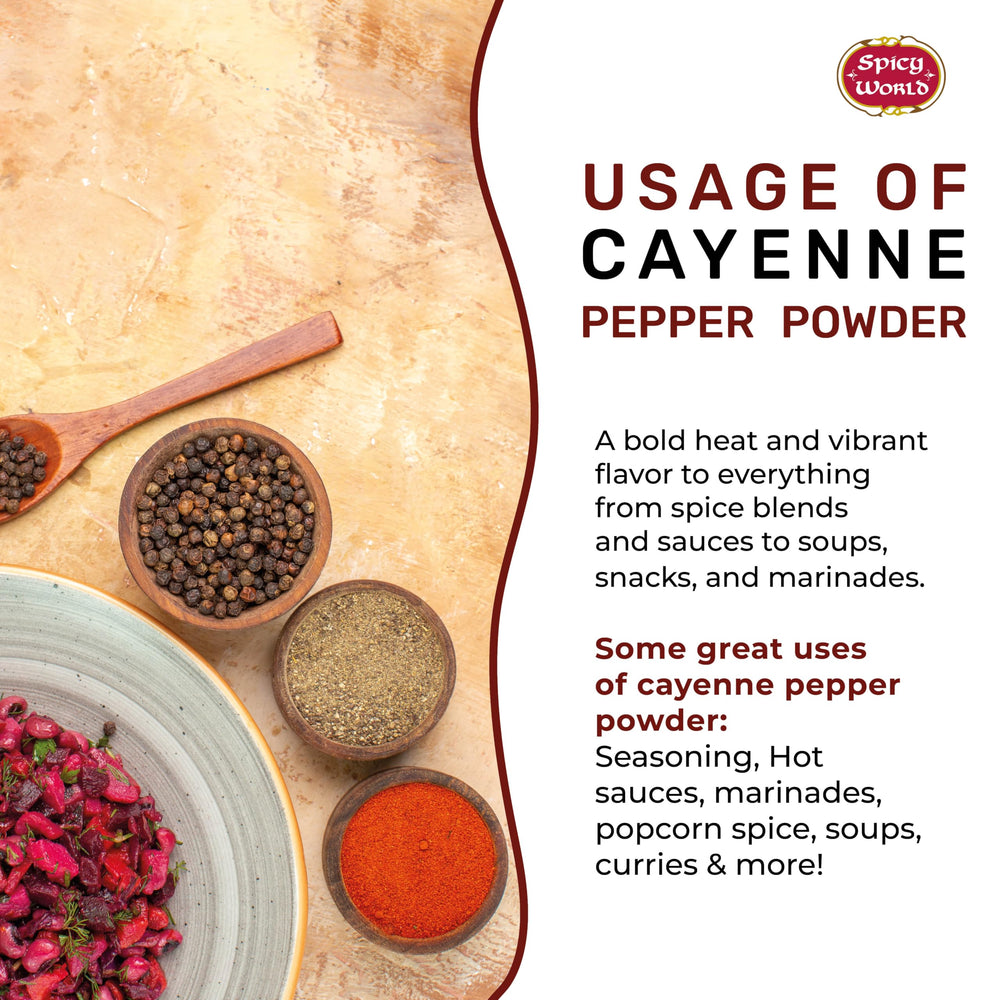 Spicy World cayenne pepper powder gluten-free packaging