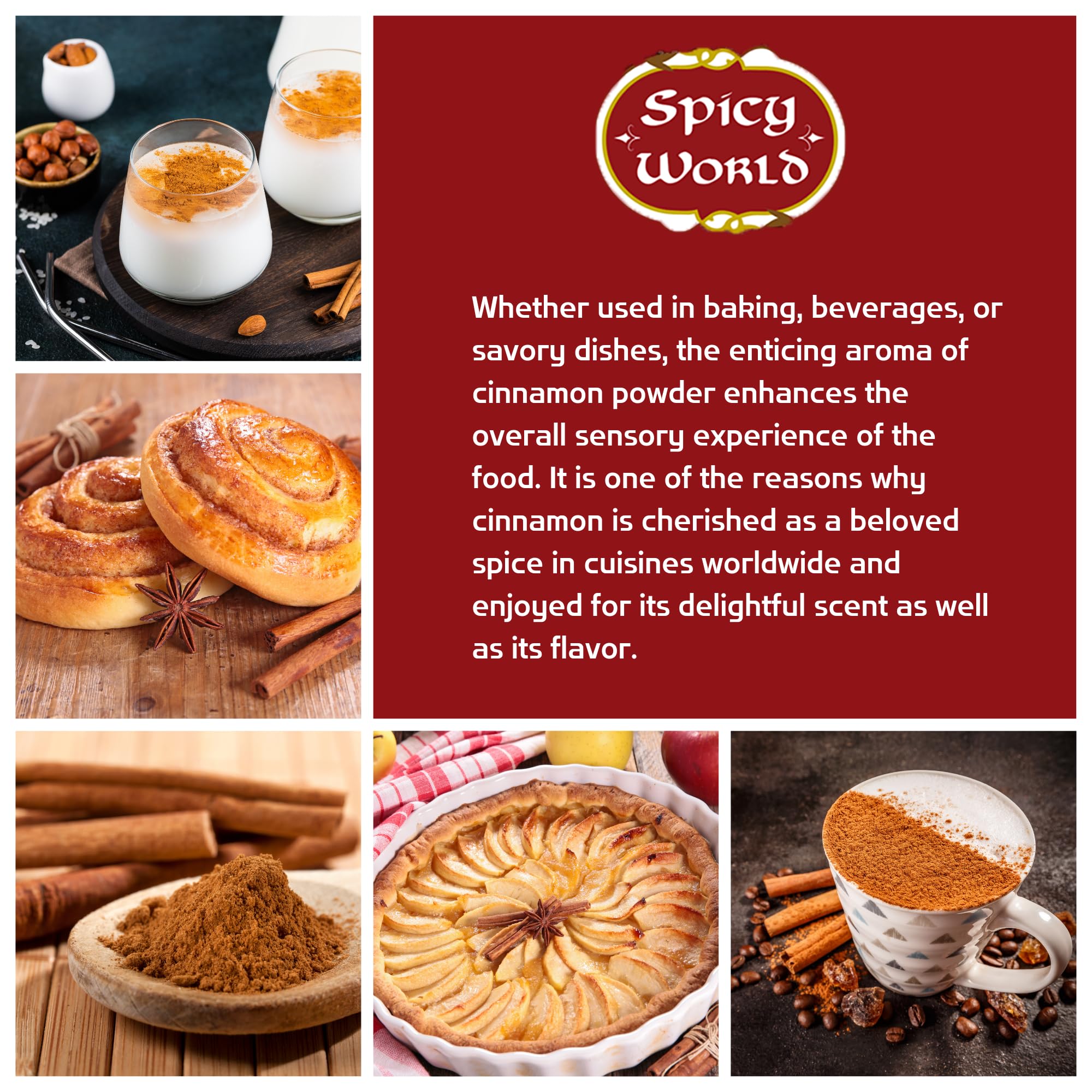 Spicy World Cinnamon Powder baking setup for desserts and breads.