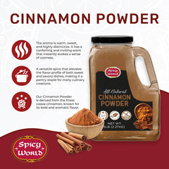 Spicy World Cinnamon Powder in a bowl ready for blending and seasoning.