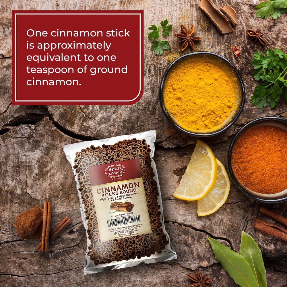 Spicy World cinnamon sticks for crafts and candies, easy to use.