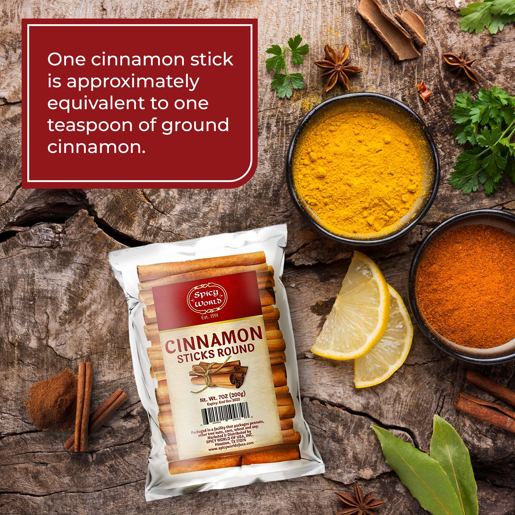 Spicy World cinnamon sticks from Vietnam cassia deliver bold aroma.