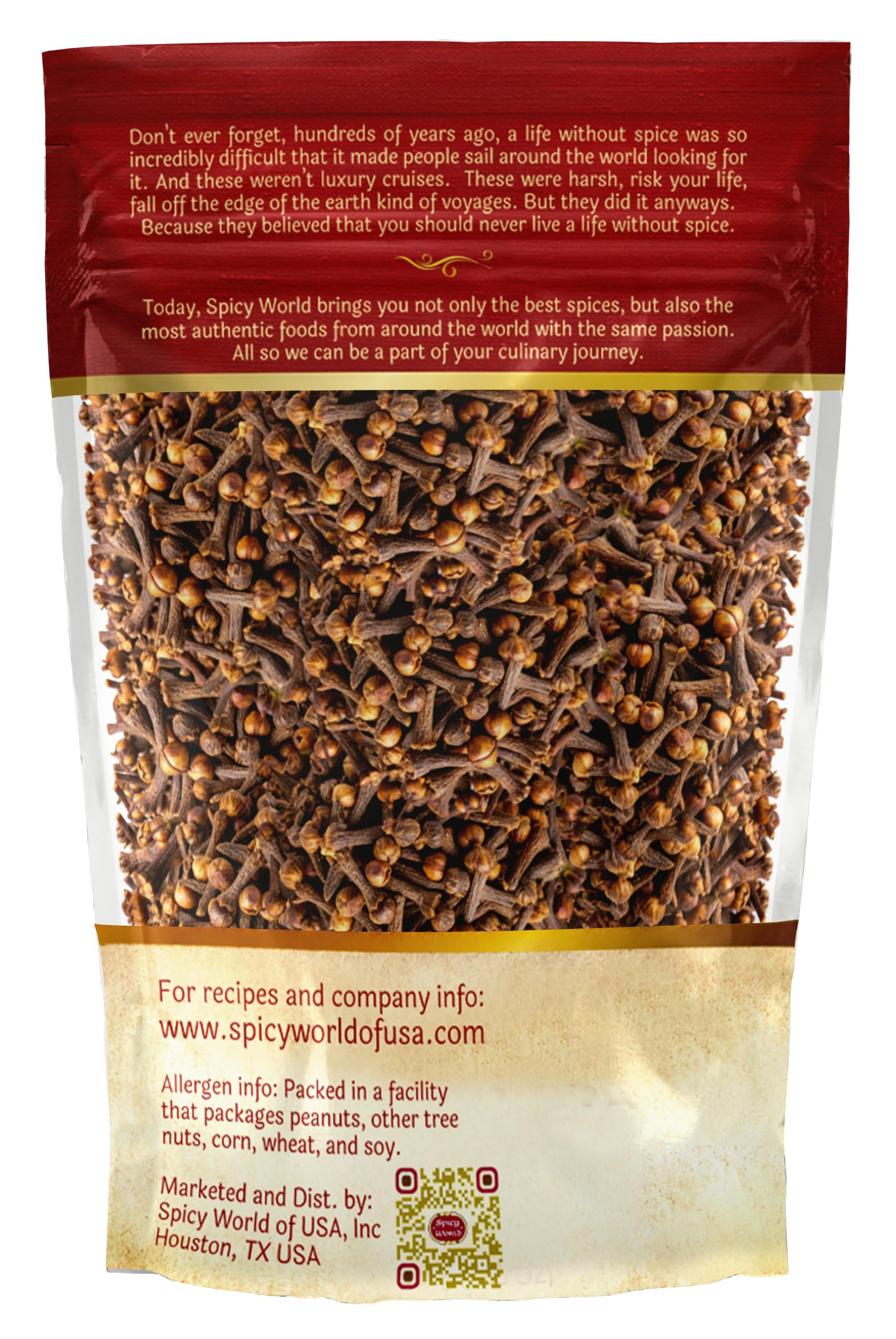 Spicy World cloves on kitchen shelf show Indonesian Maluku origin and aroma