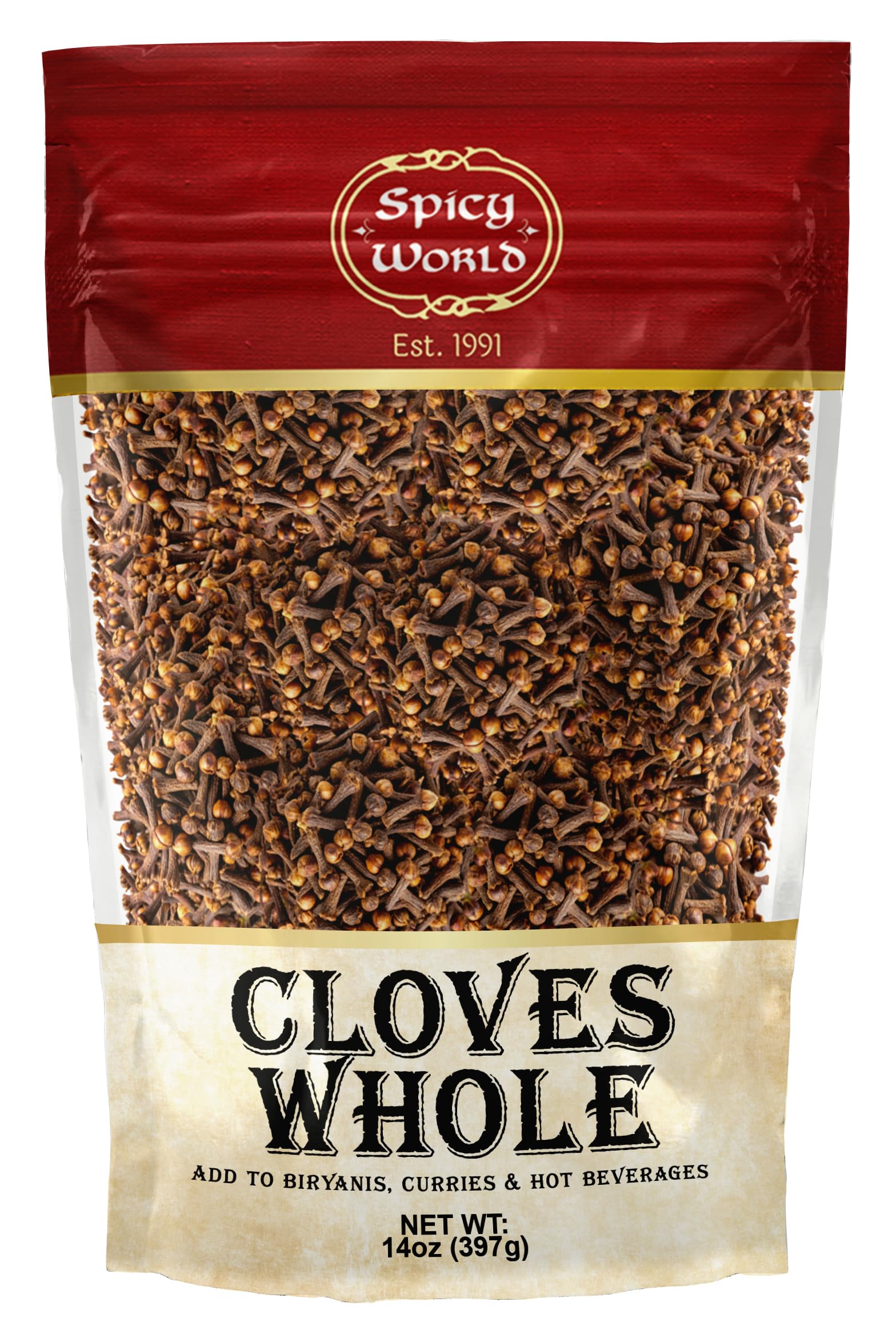 Spicy World whole cloves bulk bag with warm aroma ideal for curries and baking.