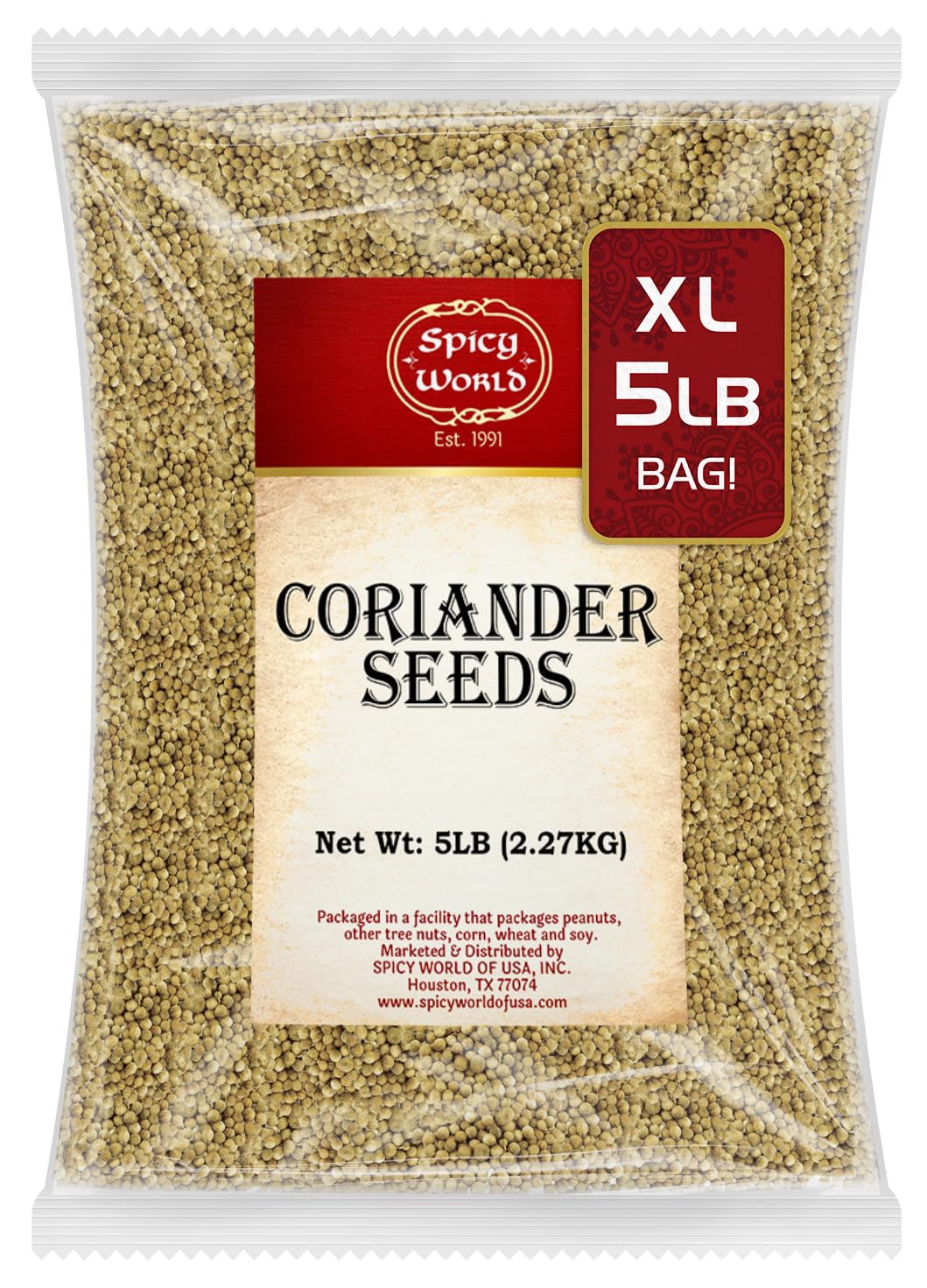 Spicy World coriander seeds bulk 5lb pack ready for cooking