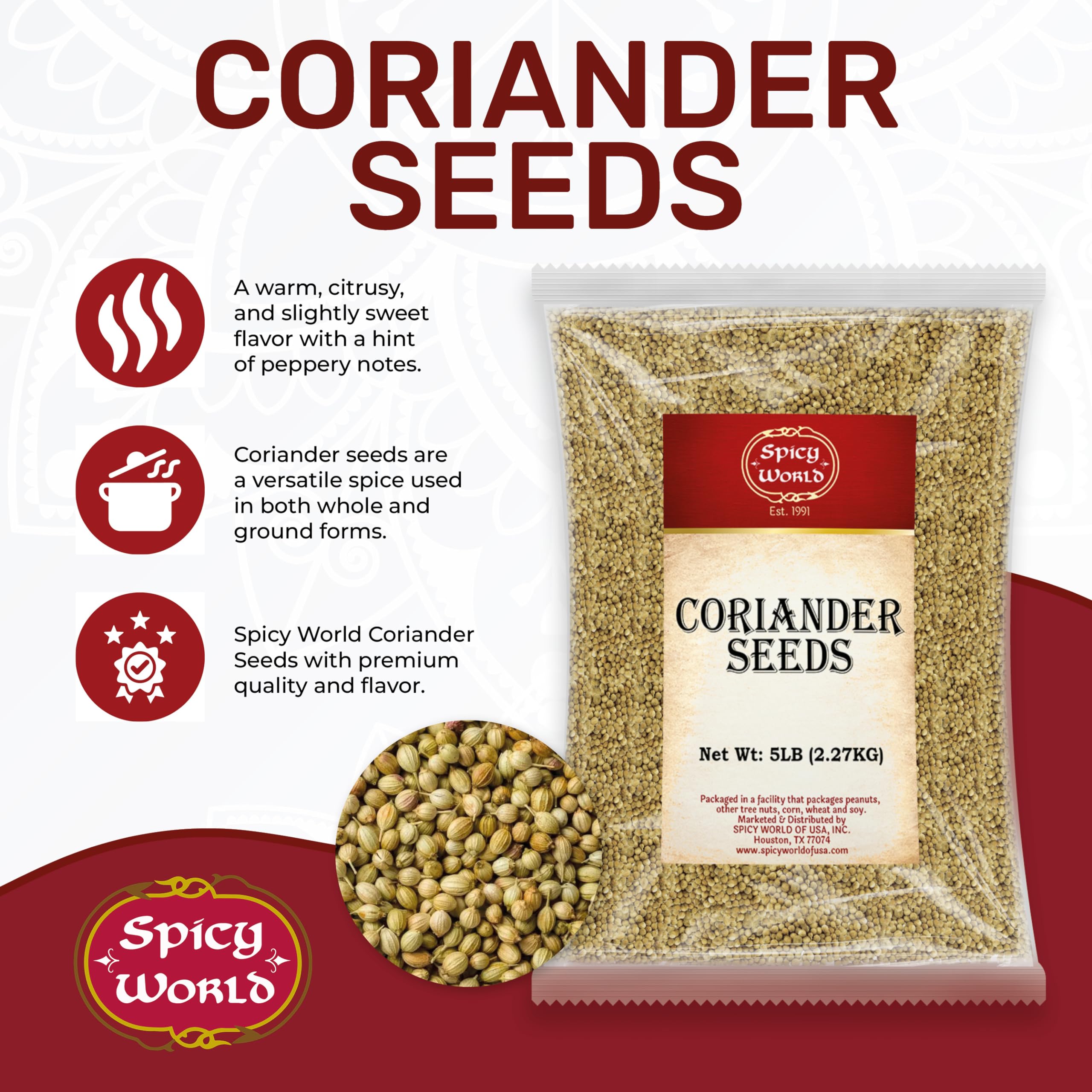 Spicy World coriander seeds whole in glass jar for easy storage