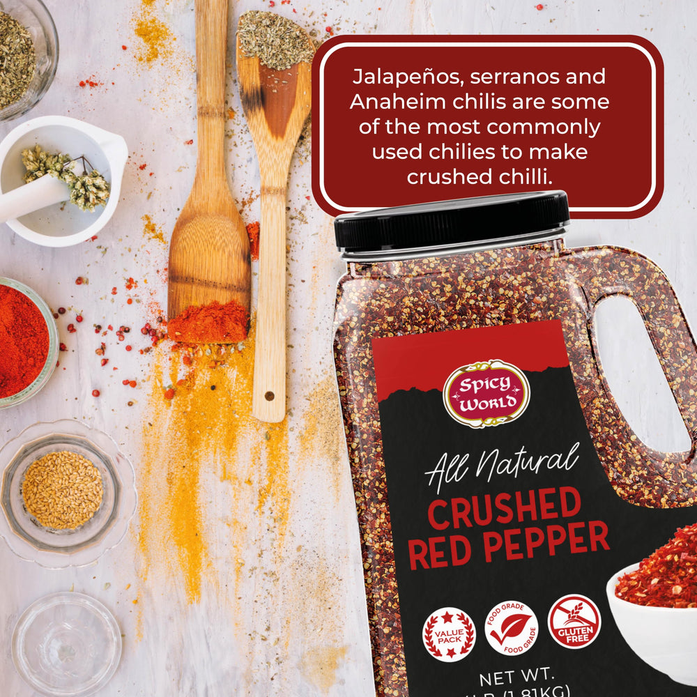 Spicy World product shot shows 4 lb bulk jar ready for chefs and families
