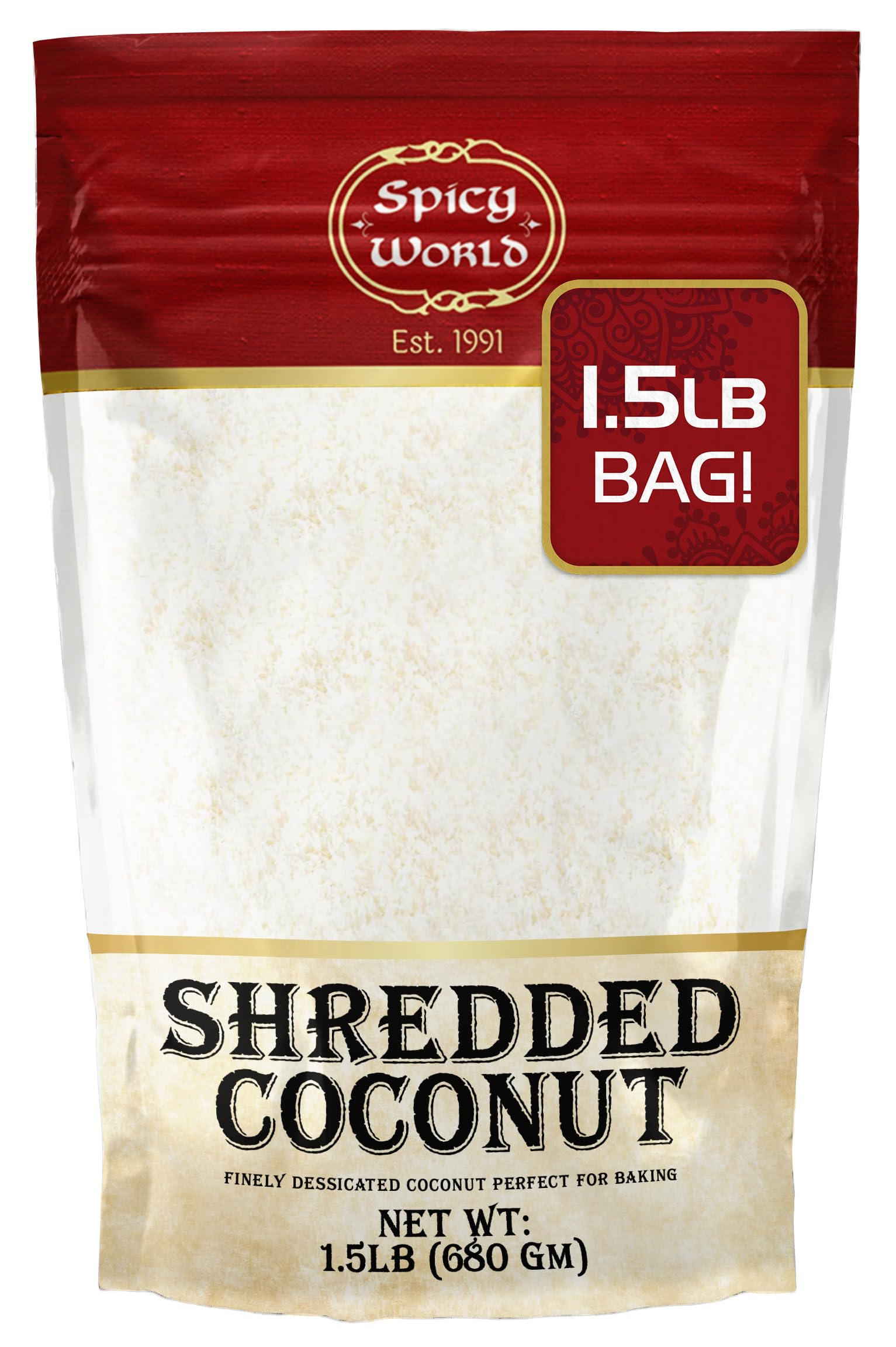 Spicy World desiccated coconut powder bulk bag for baking and cooking