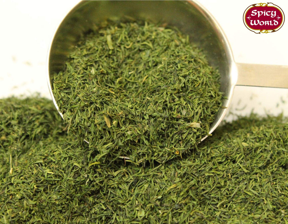 Spicy World dill weed sprinkled on a salad for a subtle flavor boost.