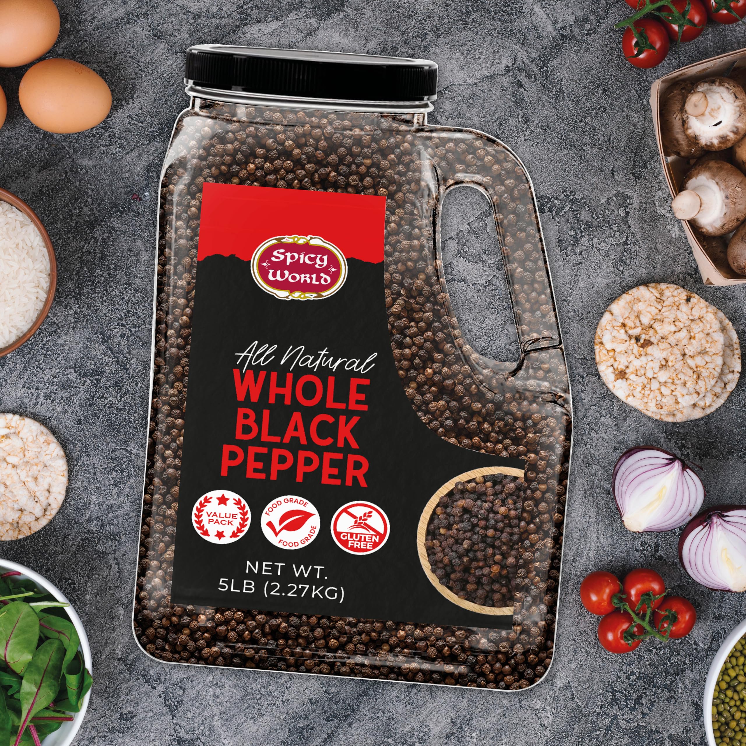 Spicy World peppercorns ideal for roasts, marinades, and sauces.