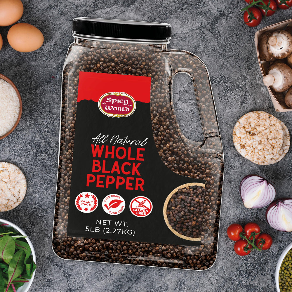 Spicy World peppercorns ideal for roasts, marinades, and sauces.