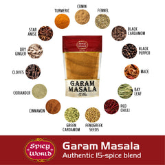 Close-up of Spicy World Garam Masala spices showing roasted aroma and depth.