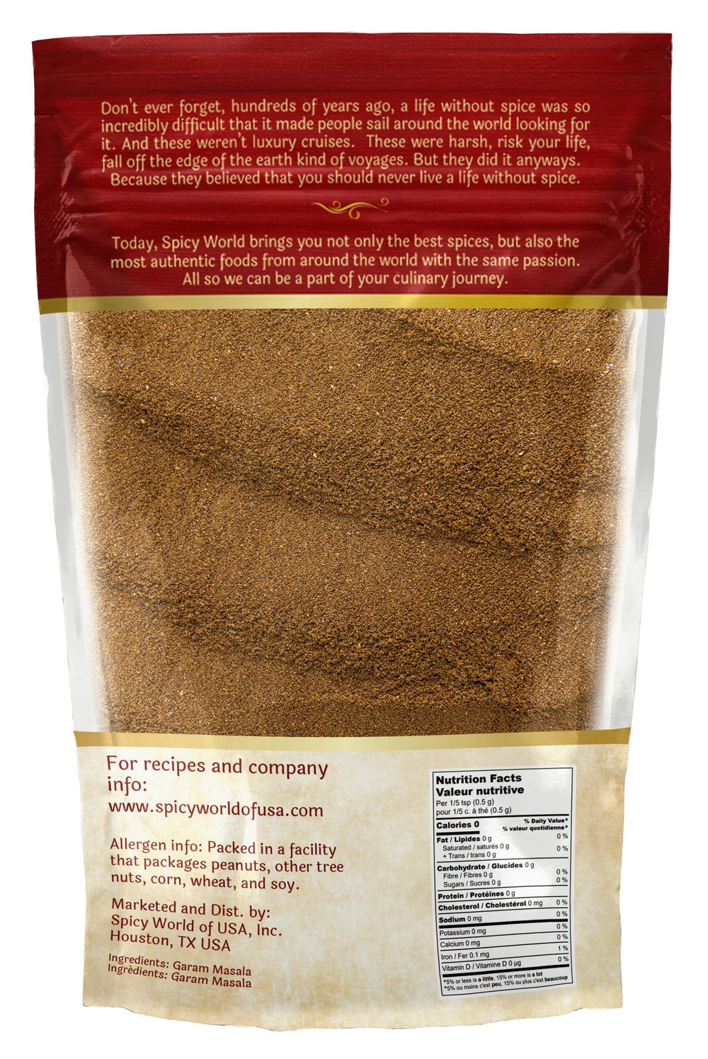 Spicy World Garam Masala sprinkle finish adds warm aroma to plate.