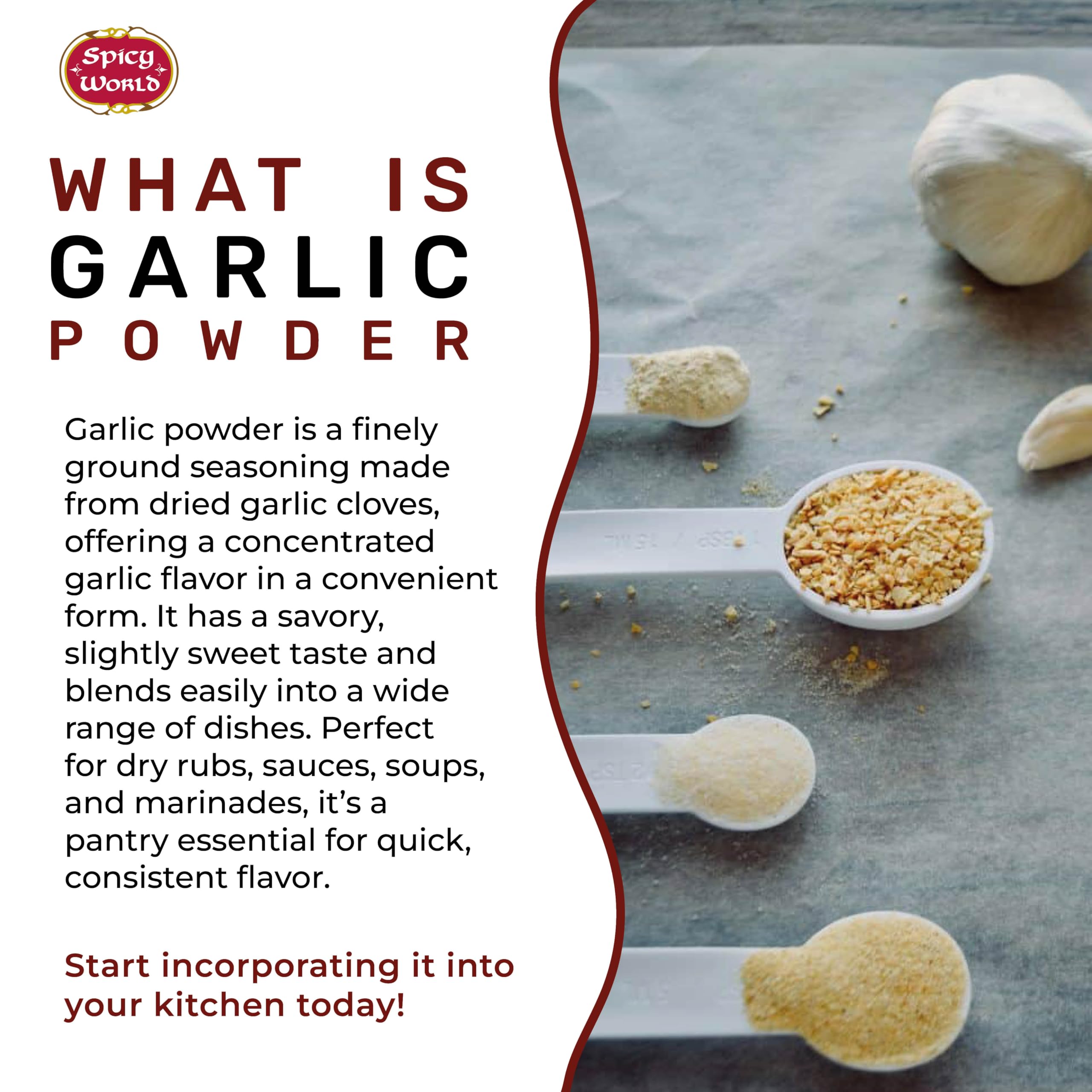 Spicy World garlic powder jar seal indicating freshness and authenticity.