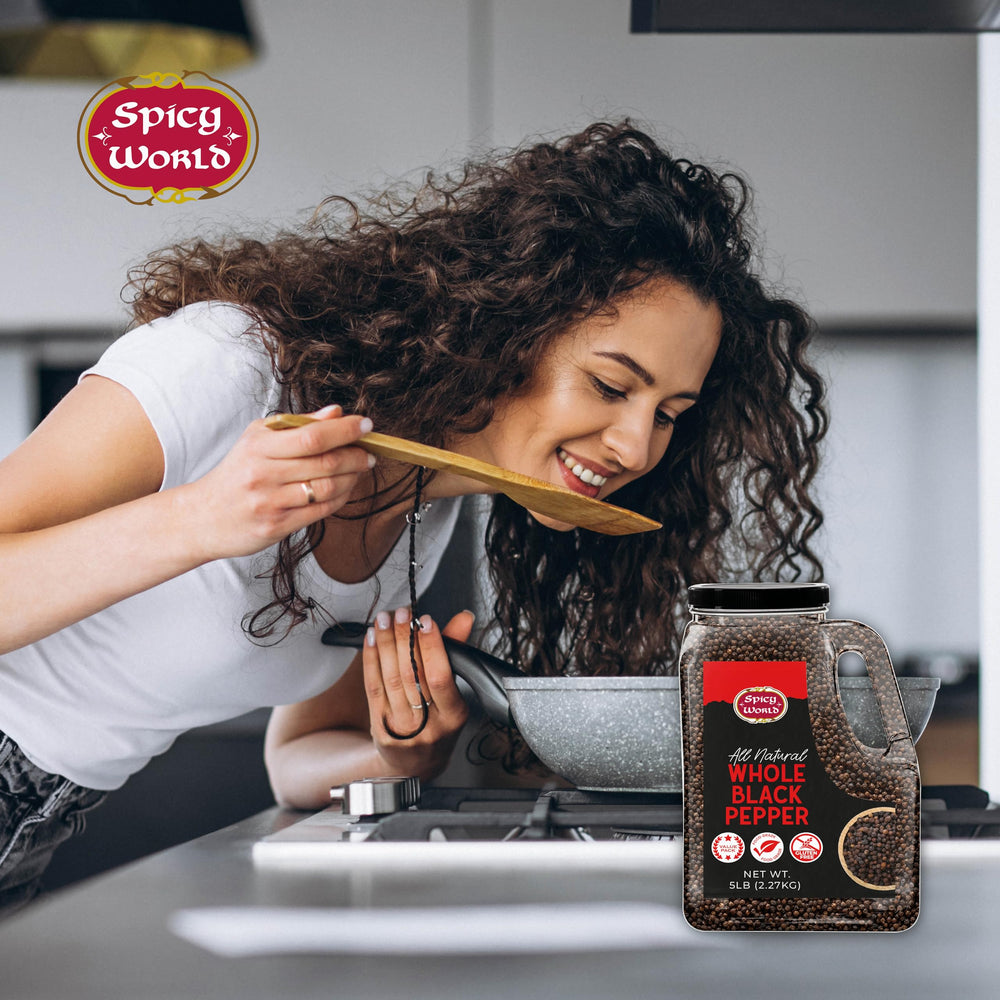 Spicy World gluten-free, non-GMO vegan peppercorns suitable for diverse diets.