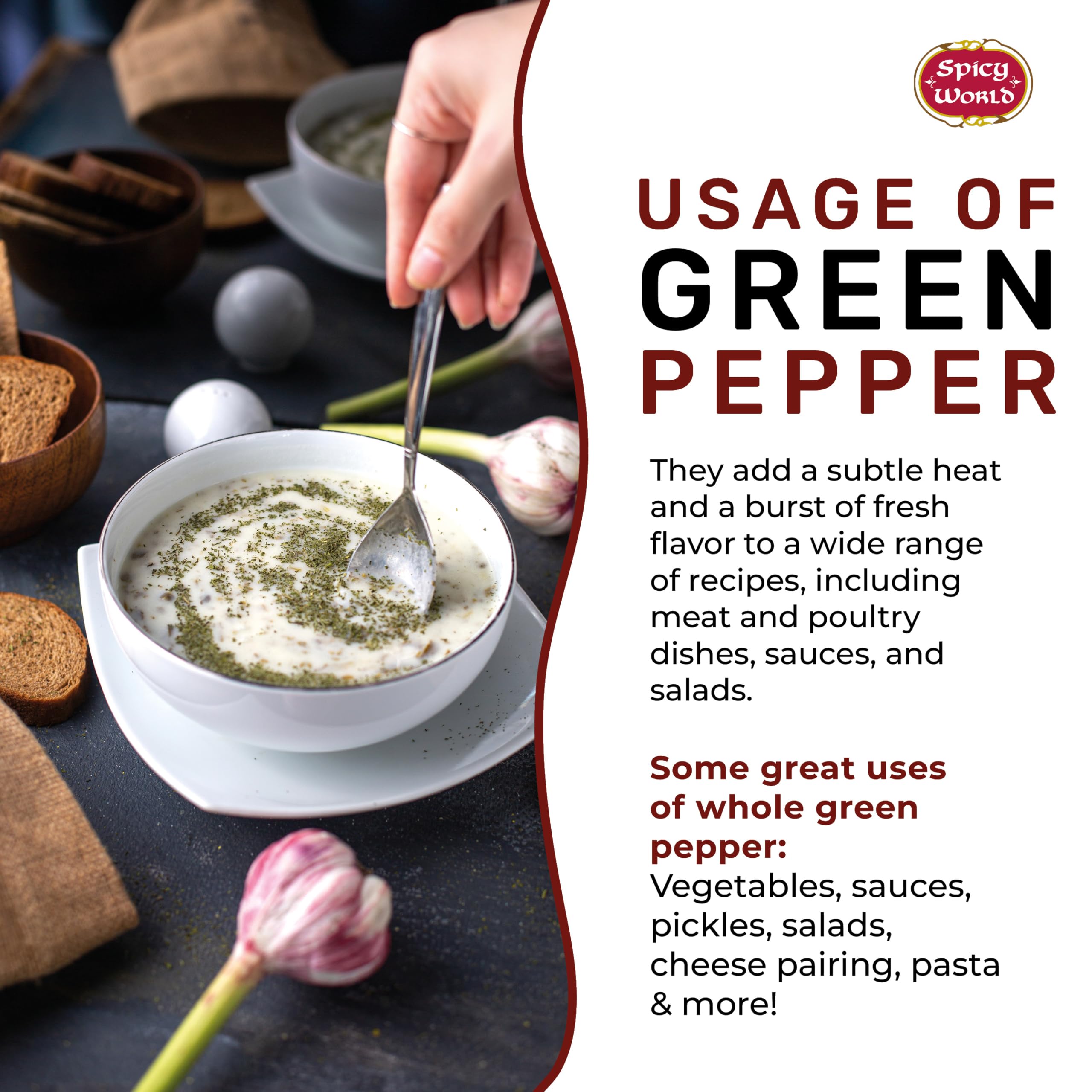 Spicy World green peppercorns ideal for Thai recipes, adding brightness and depth