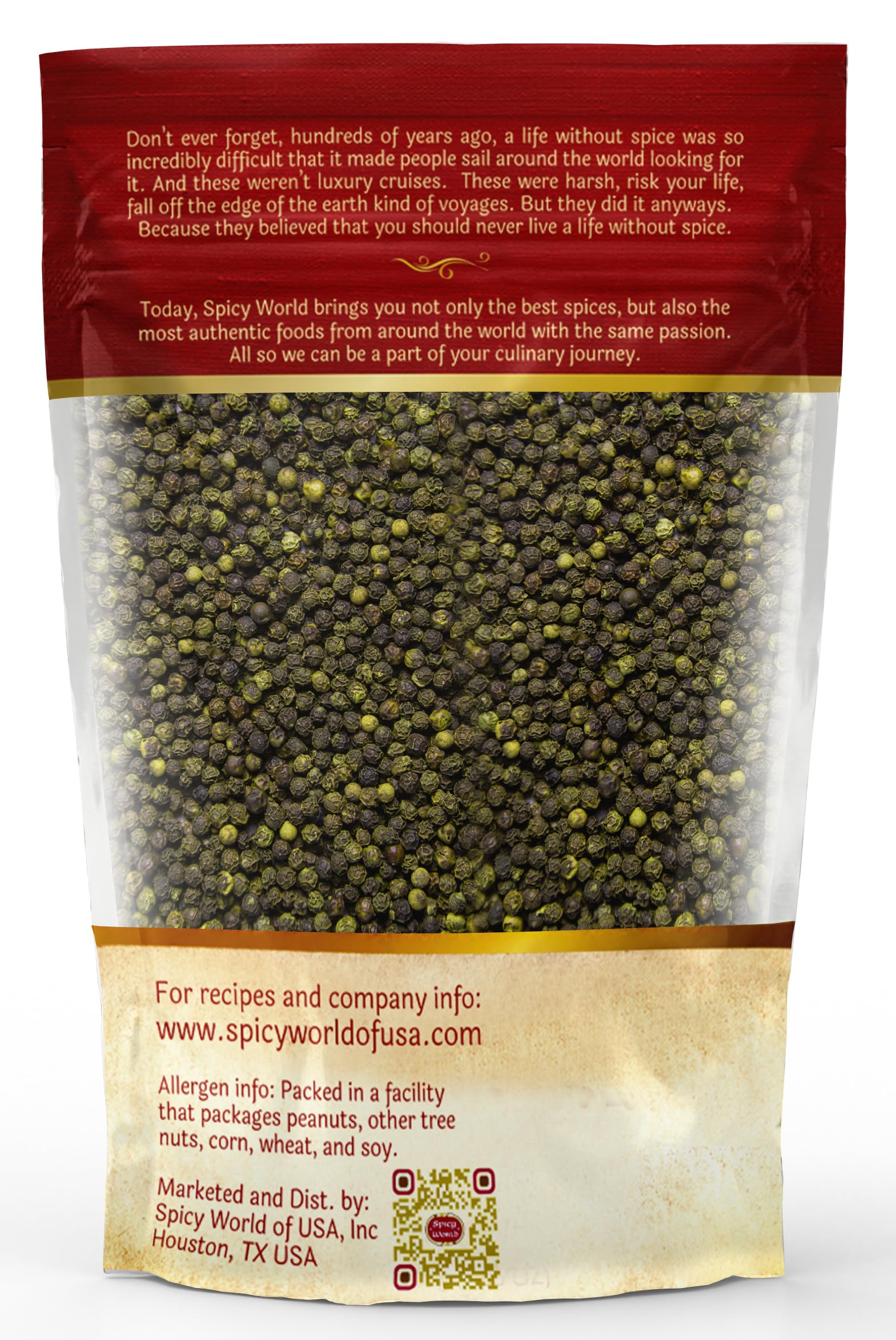 Spicy World green peppercorns offer a flavorful contrast to black pepper